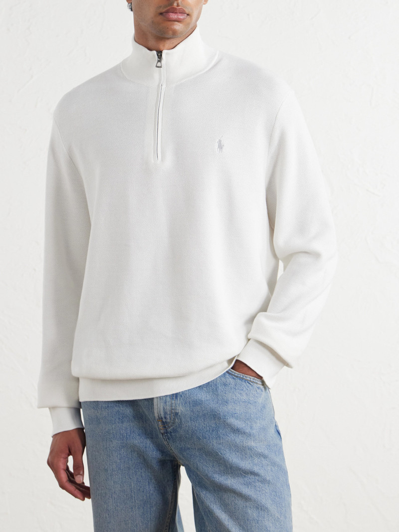 Logo-Embroidered Cotton Half-Zip Sweater 3