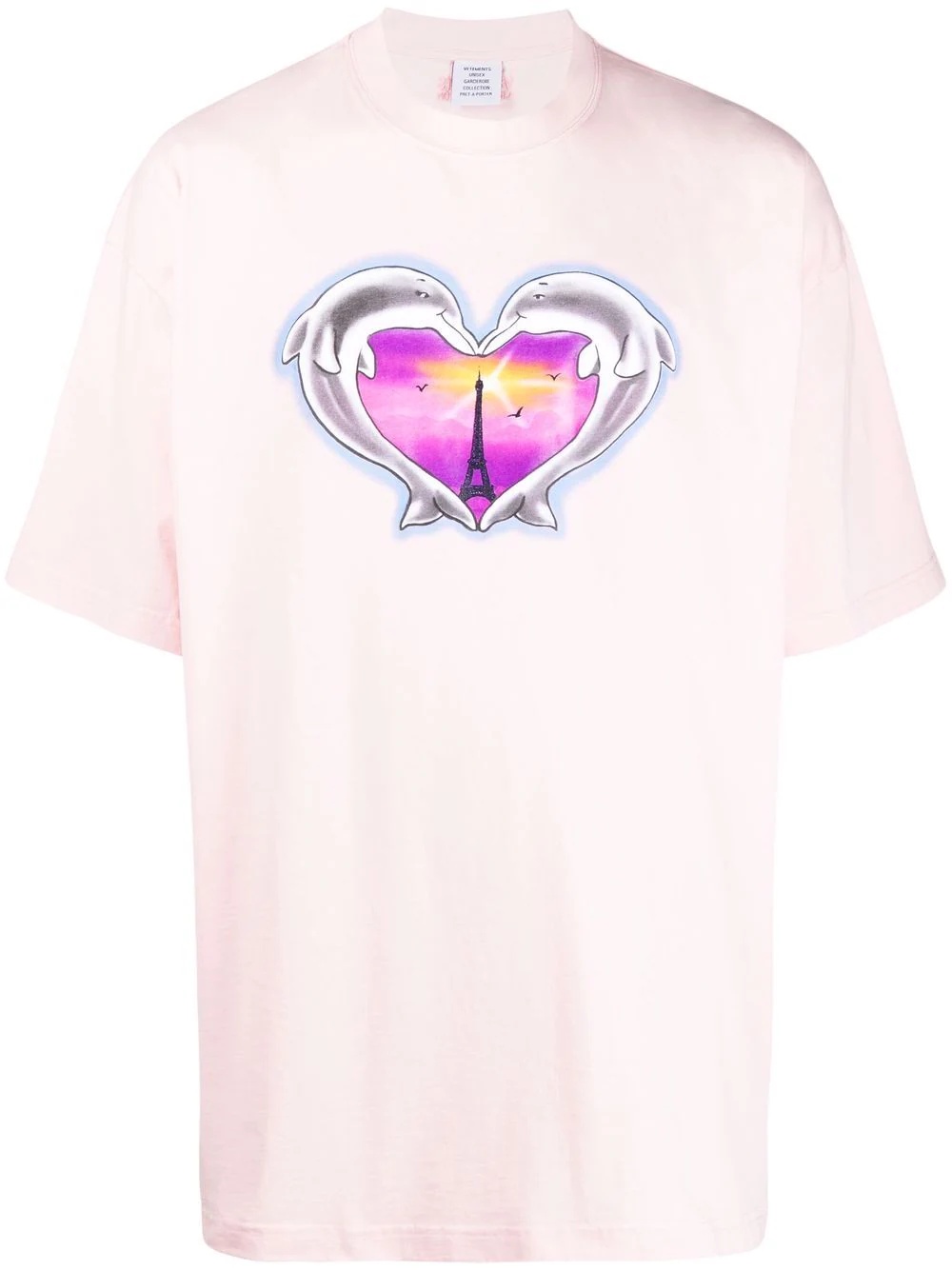 heart print crew neck T-shirt - 1