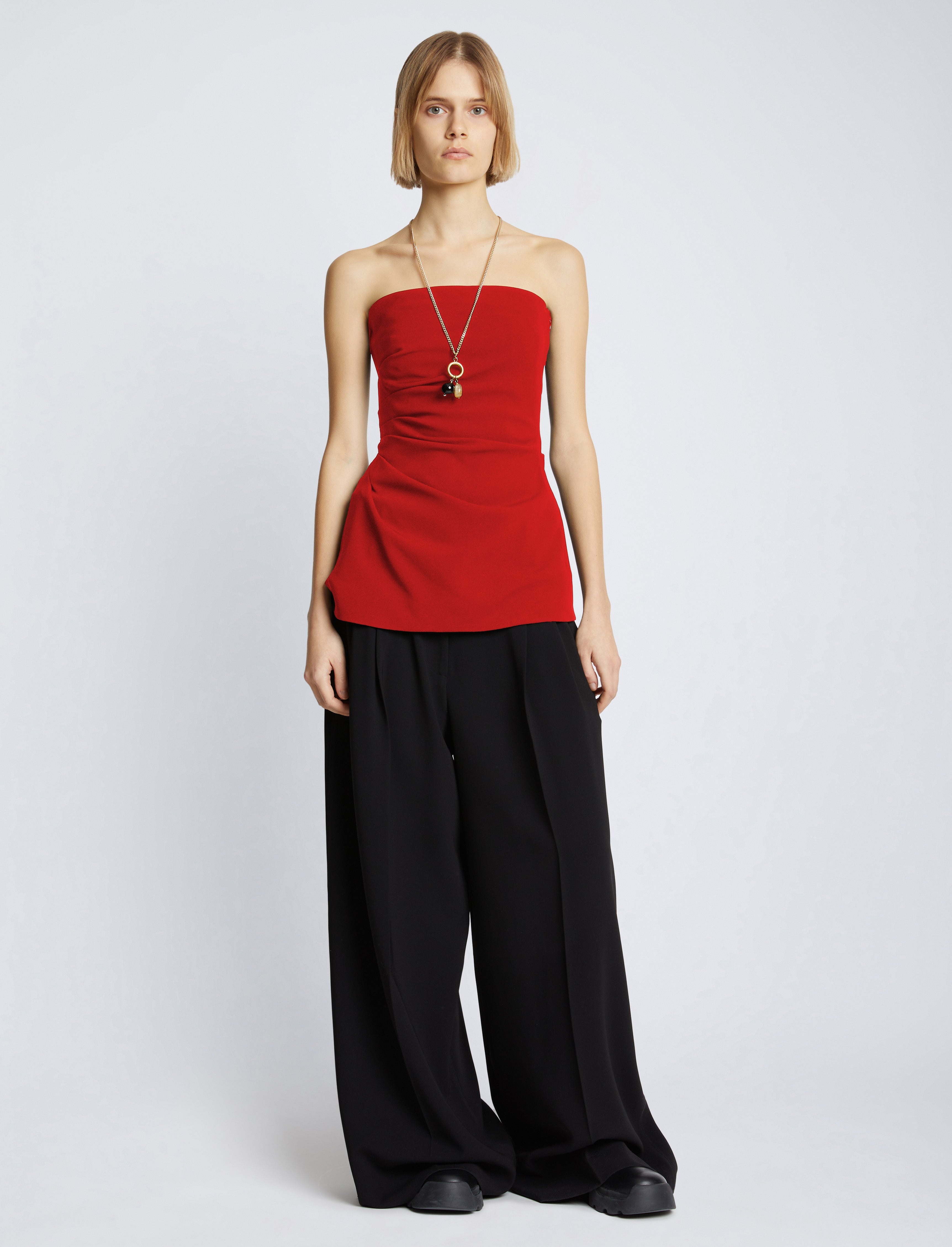 Bobbi Strapless Top in Matte Viscose Crepe - 3