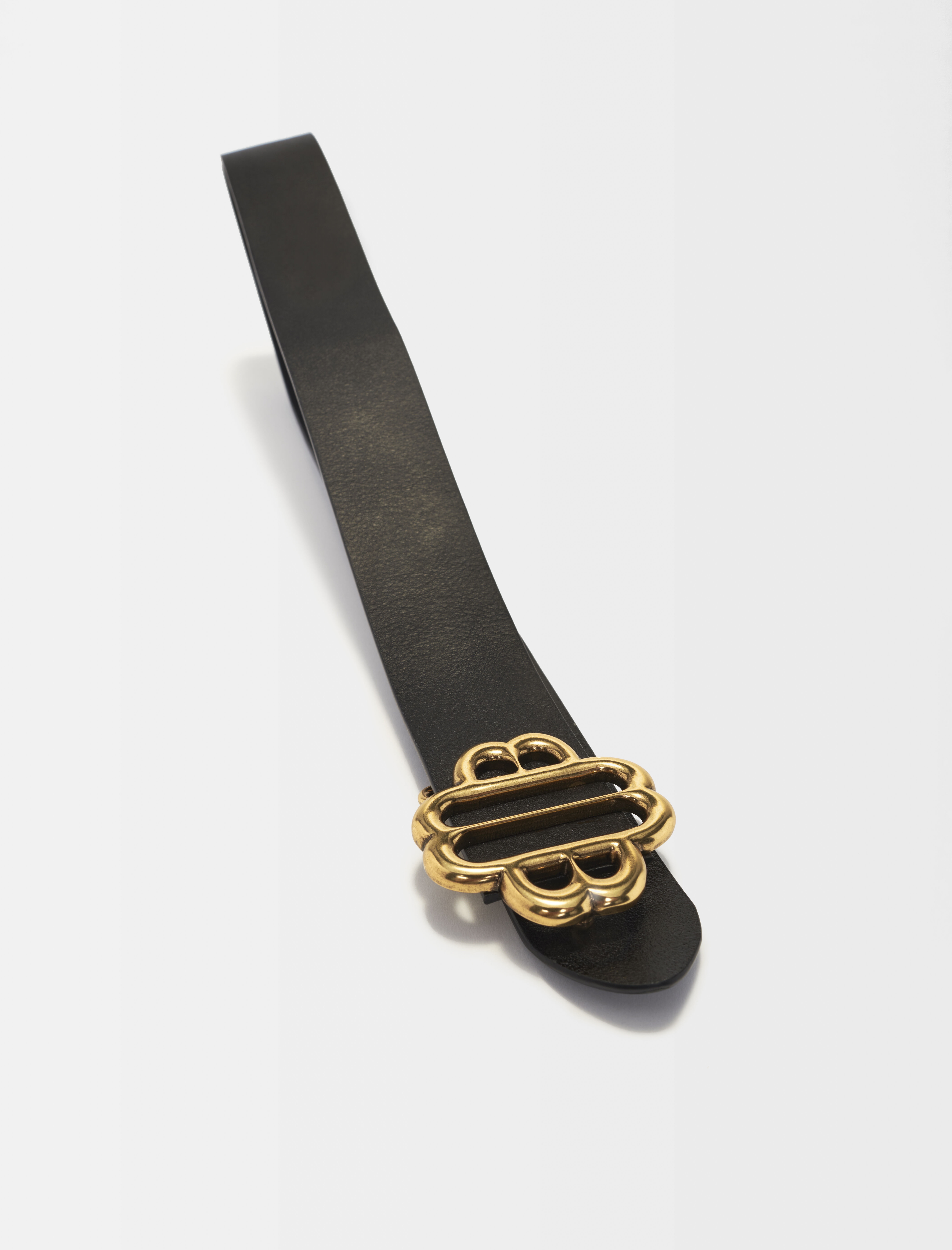 Leather belt with Clover logo - 4