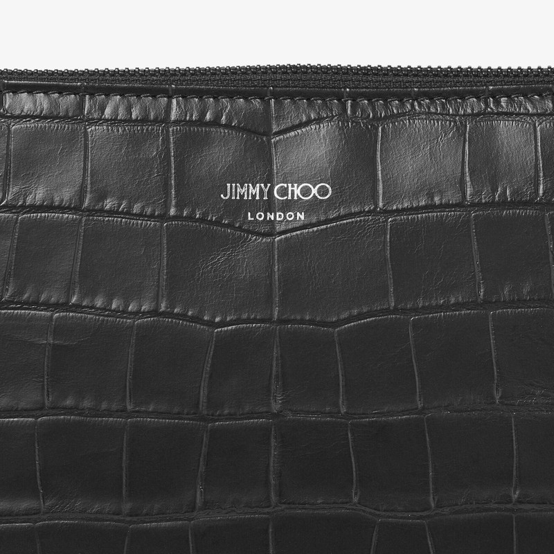 Derek-n
Black Croc Embossed Leather Clutch Bag 3