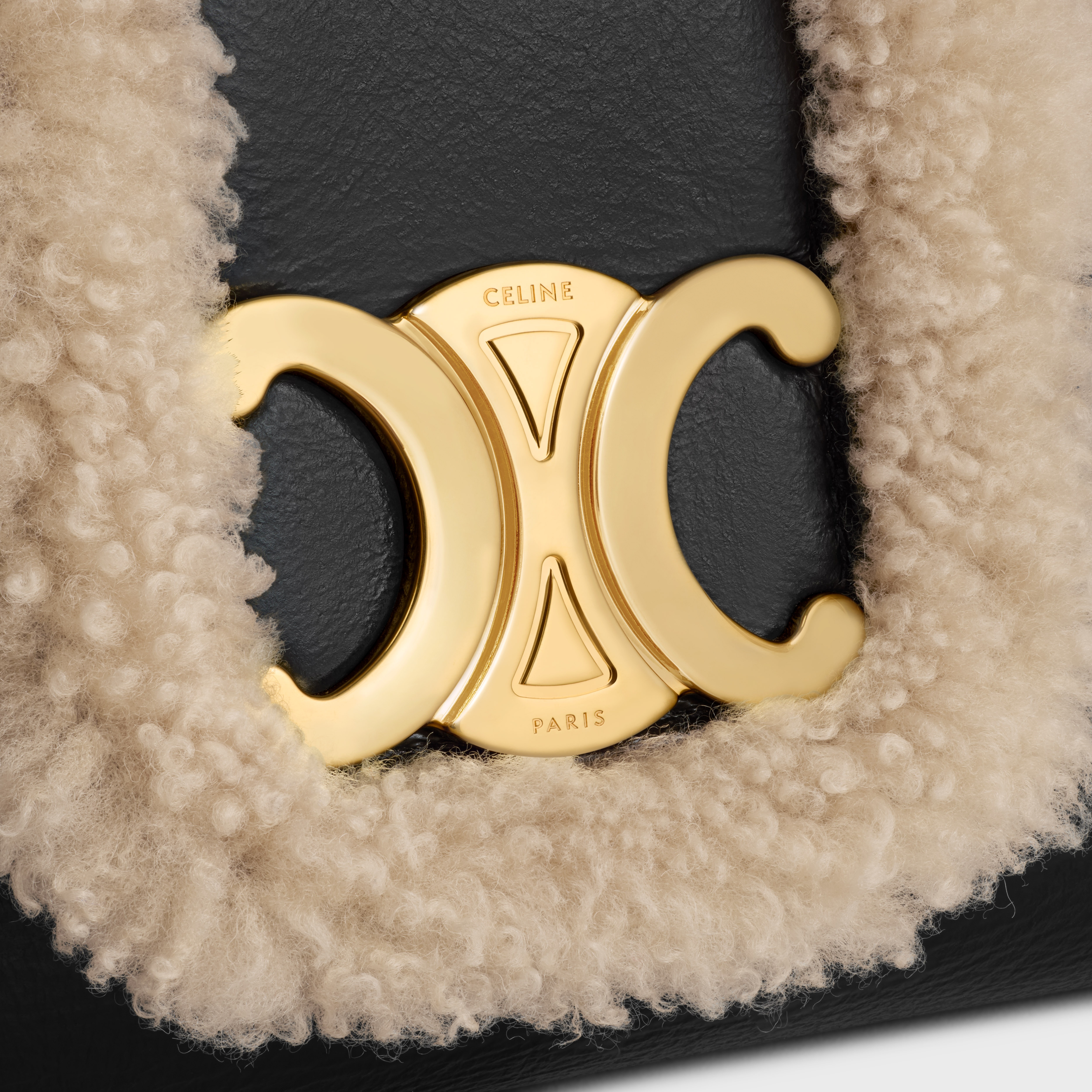 LARGE CELINE VICTOIRE BAG in CREASED LAMBSKIN AND SHEARLING - 5