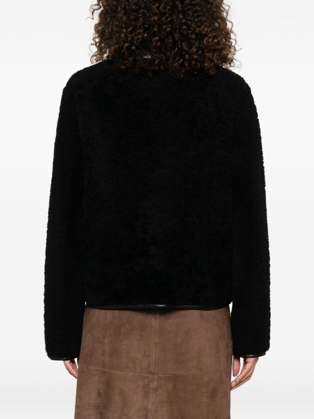 button-fastening sheepskin jacket - 4