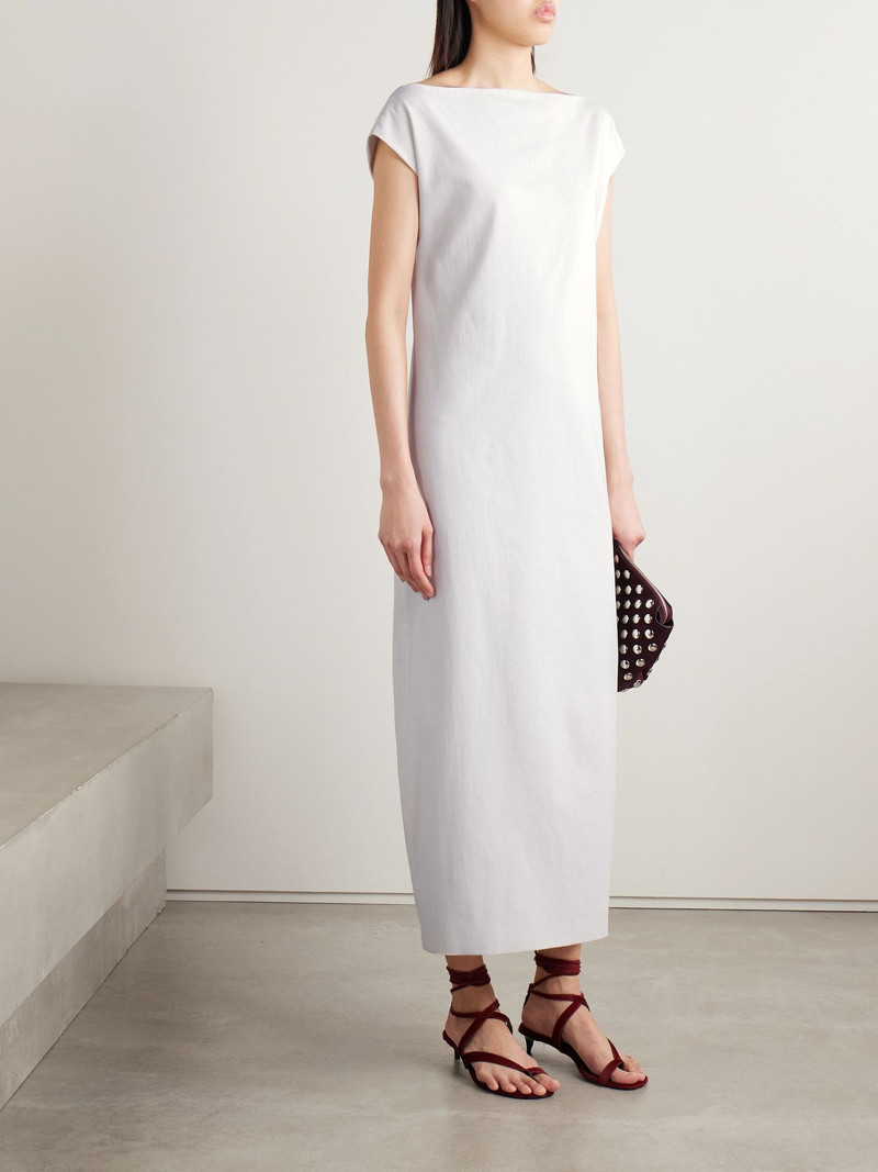 KHAITE Ayame open-back cotton-canvas midi dress White outlook