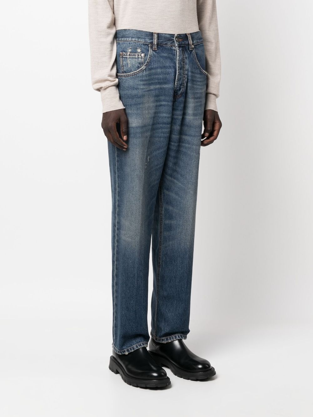 distressed straigh-leg jeans - 3