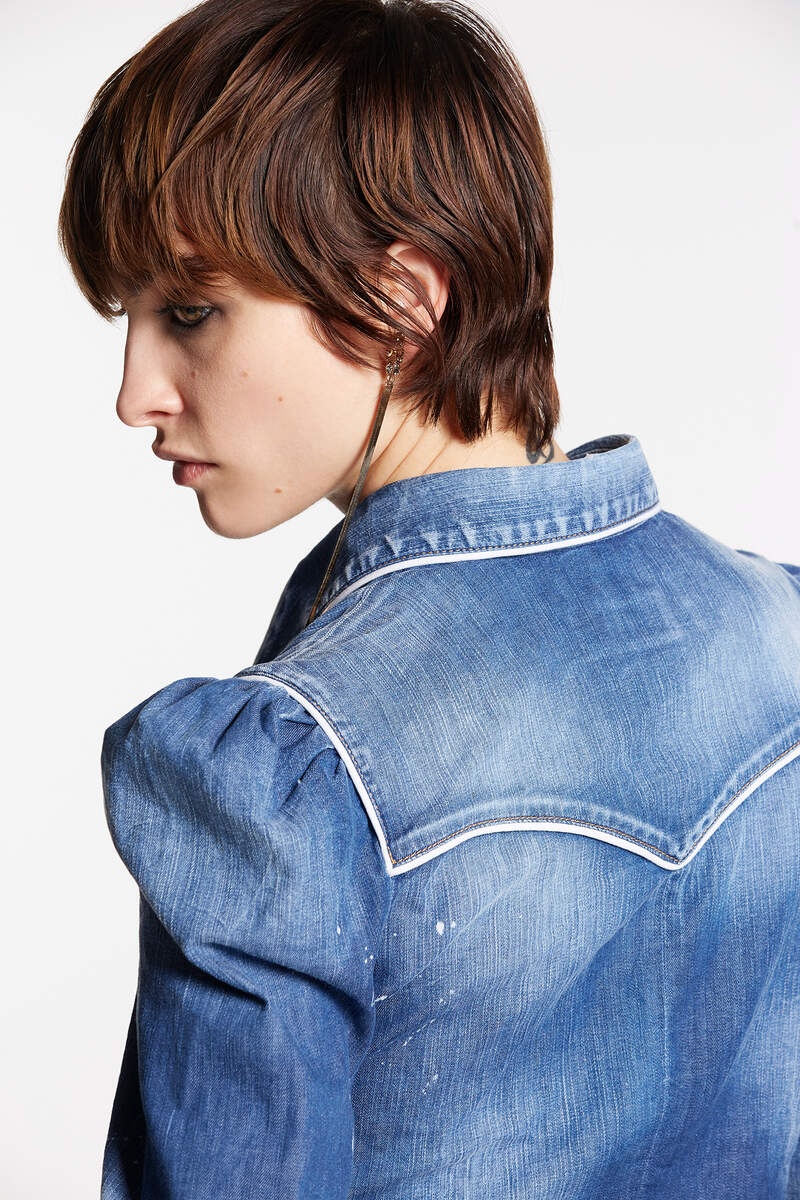 MEDIUM BROKEN WASH COWBOY DENIM SHIRT - 4