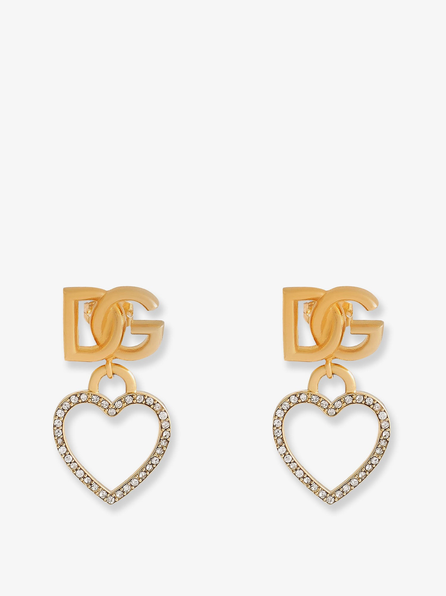 Meatl Earrings With Rhinestones - 1
