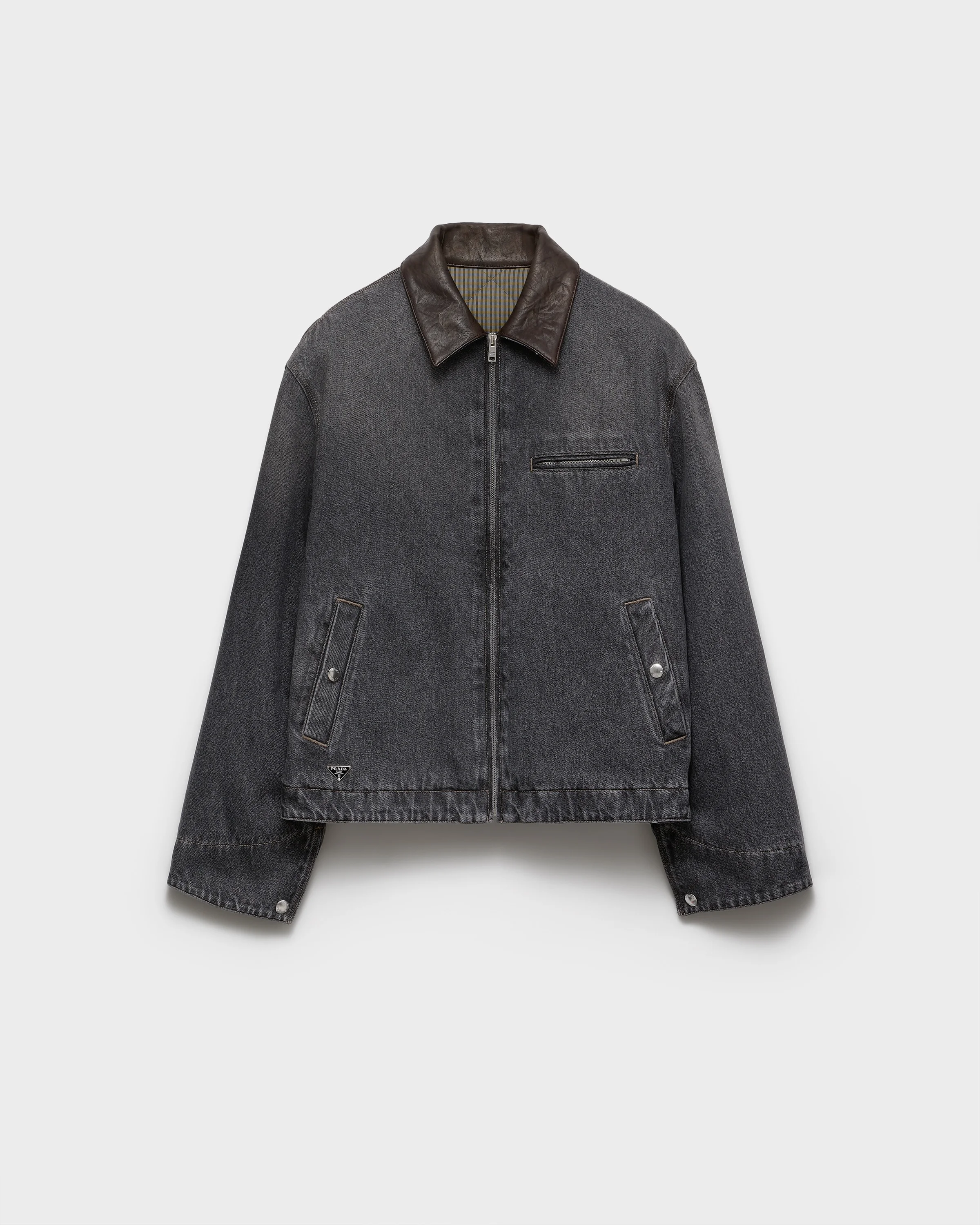 Black denim blouson jacket - 1