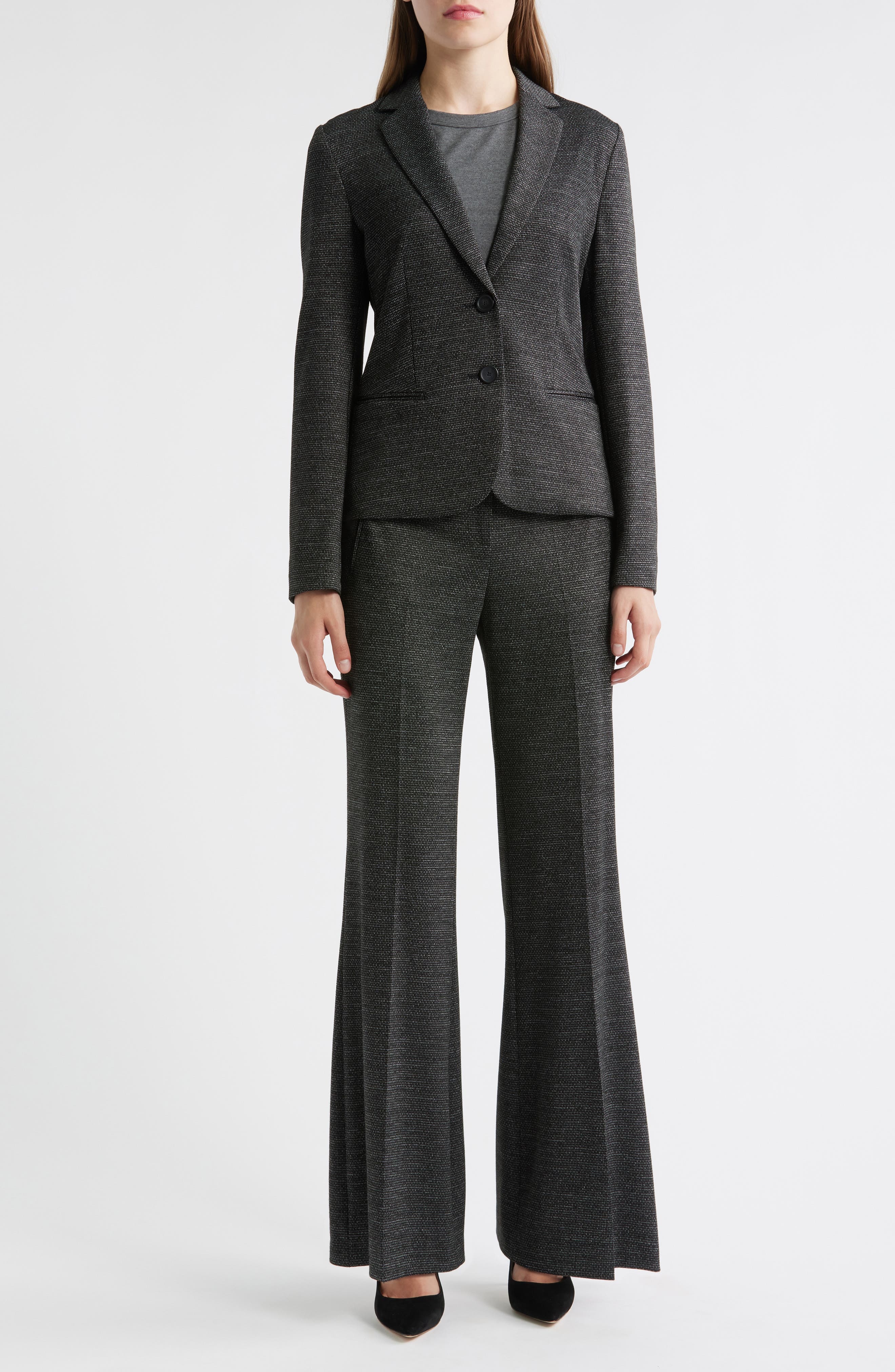 BOSS Talia Flare Pants in Charcoal Jersey Structure at Nordstrom - 7