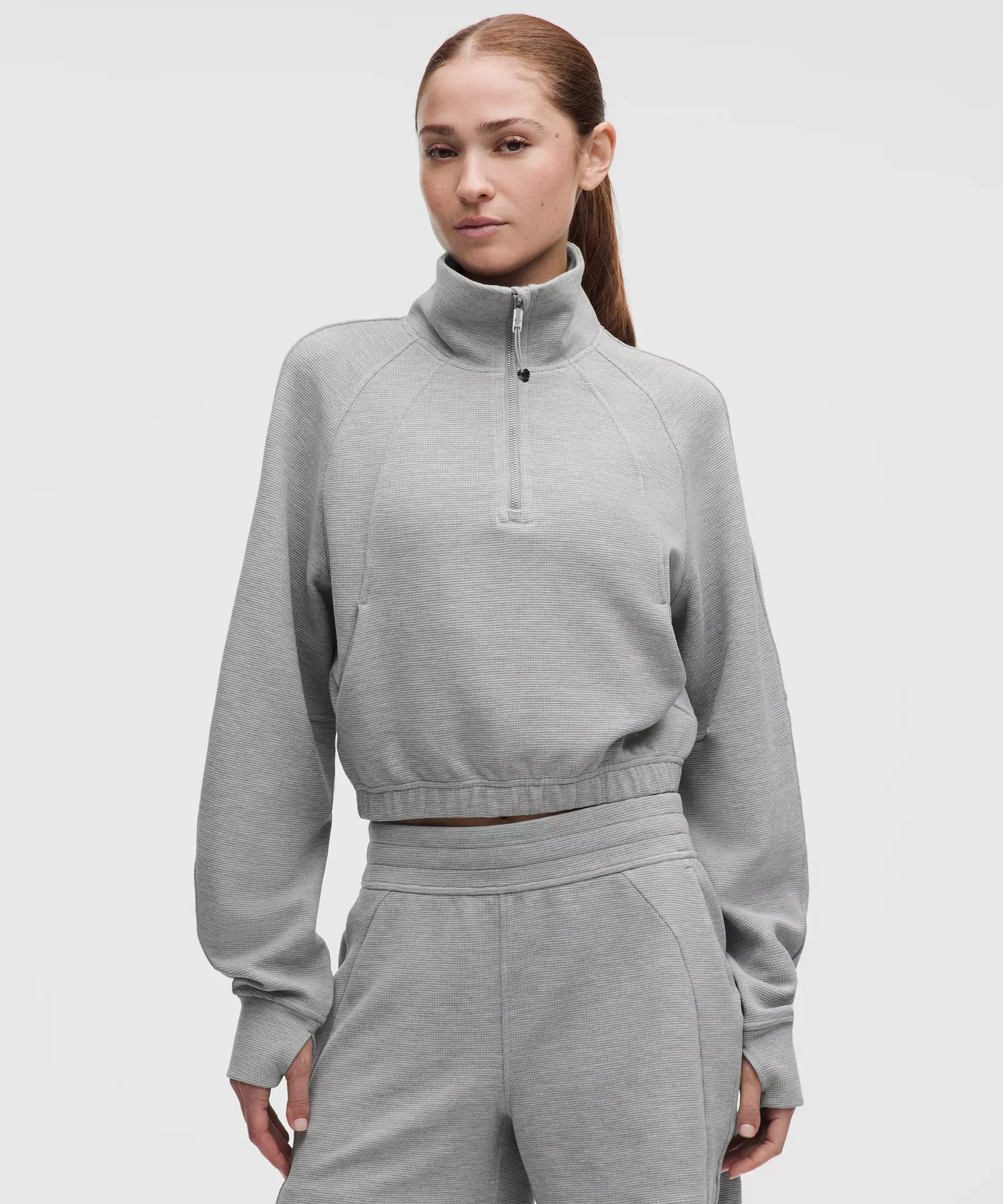 Scuba Cropped Funnel-Neck Half Zip *Waffle - 1