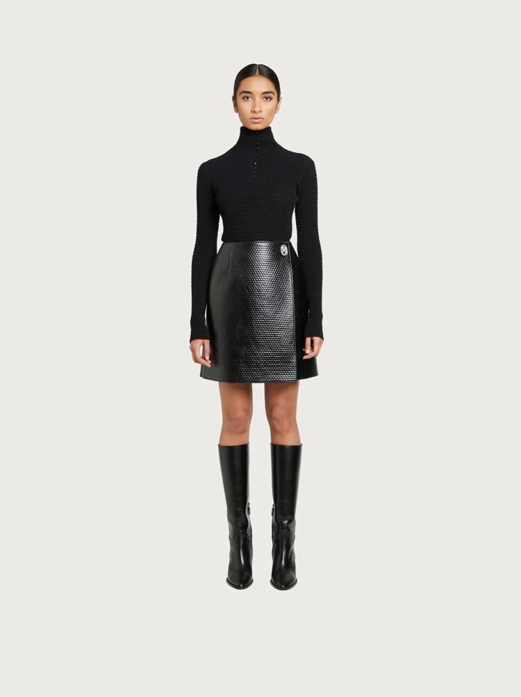 EMBOSSED NAPPA SKIRT - 4