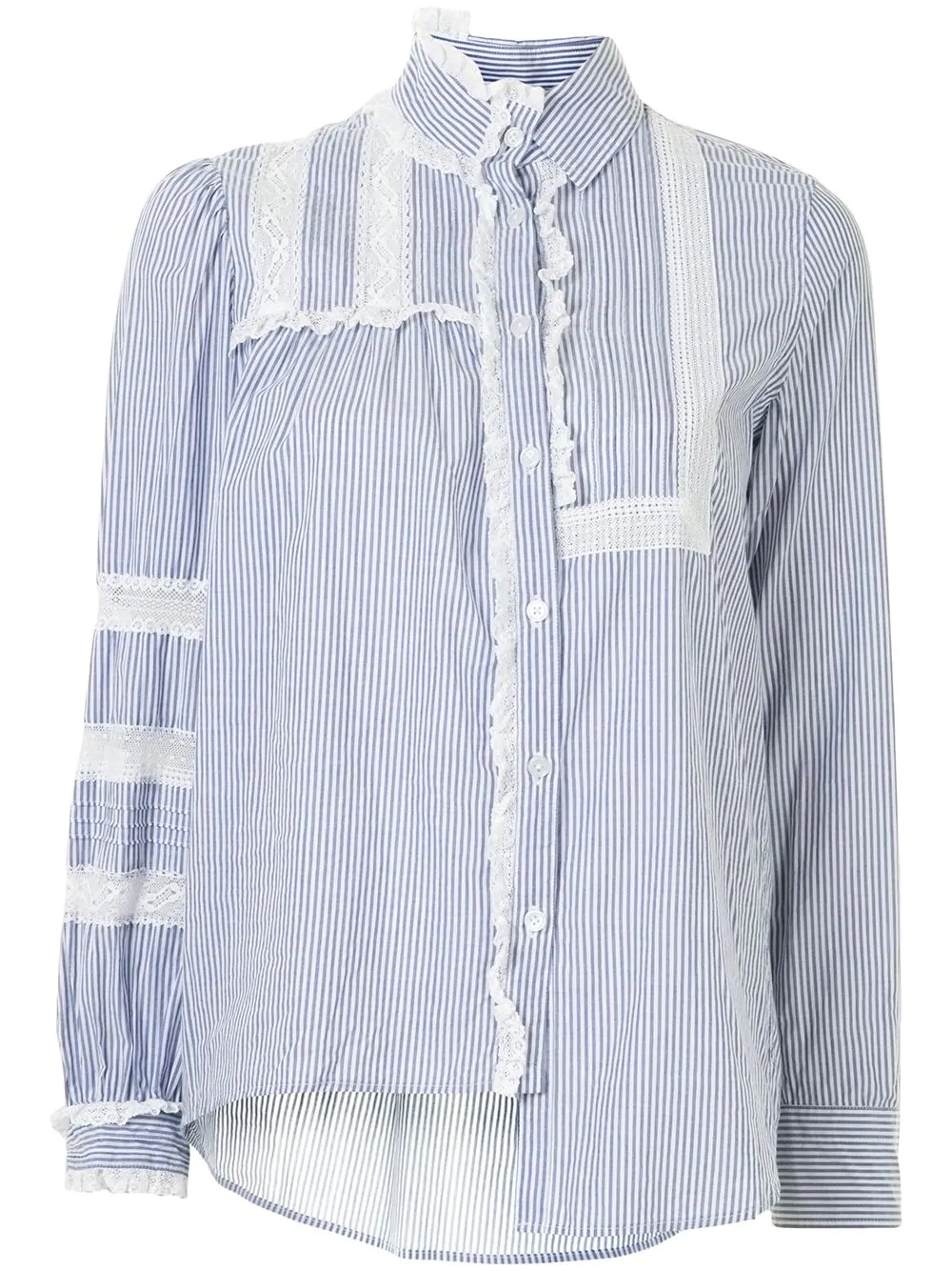 stripe-print asymmetric blouse  - 1