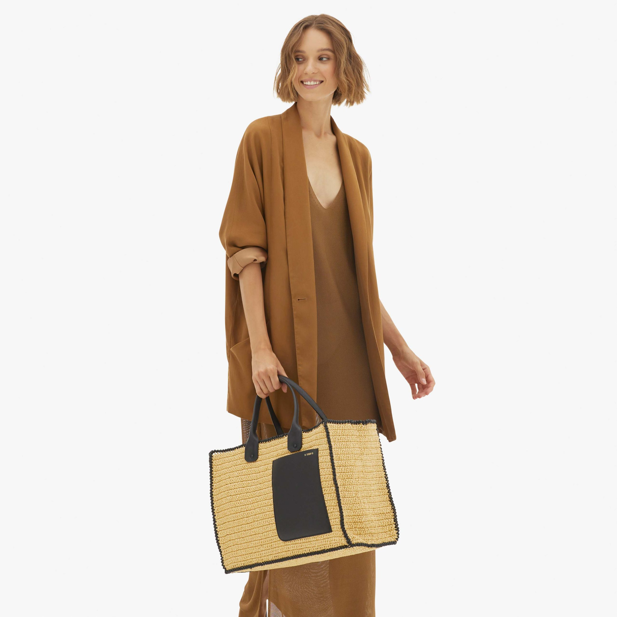 Valextra – Large Soft Tote Raffia Crochet – Natural - 5