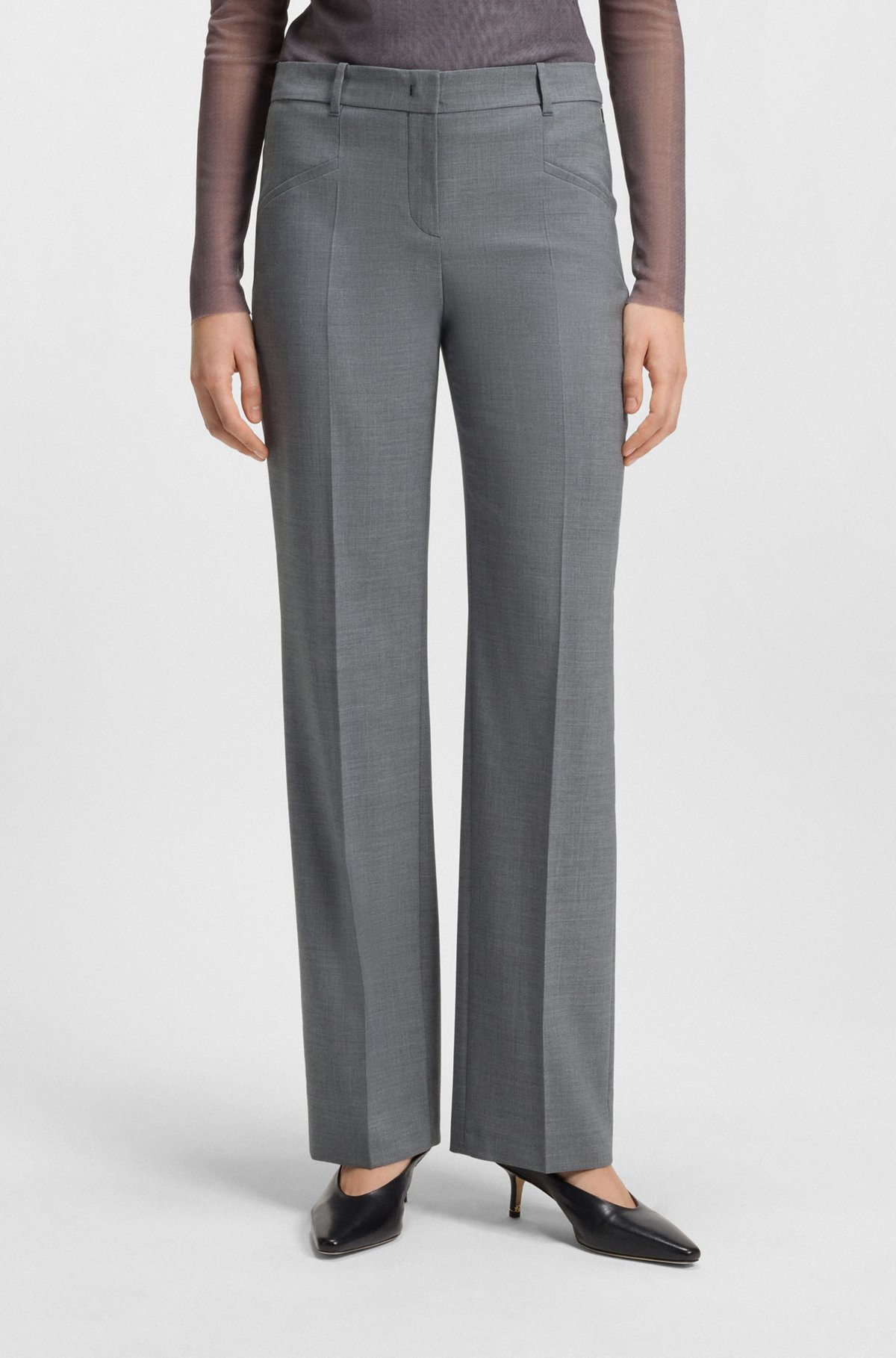 SLIM-FIT PANTS IN MELANGE VIRGIN WOOL - 2