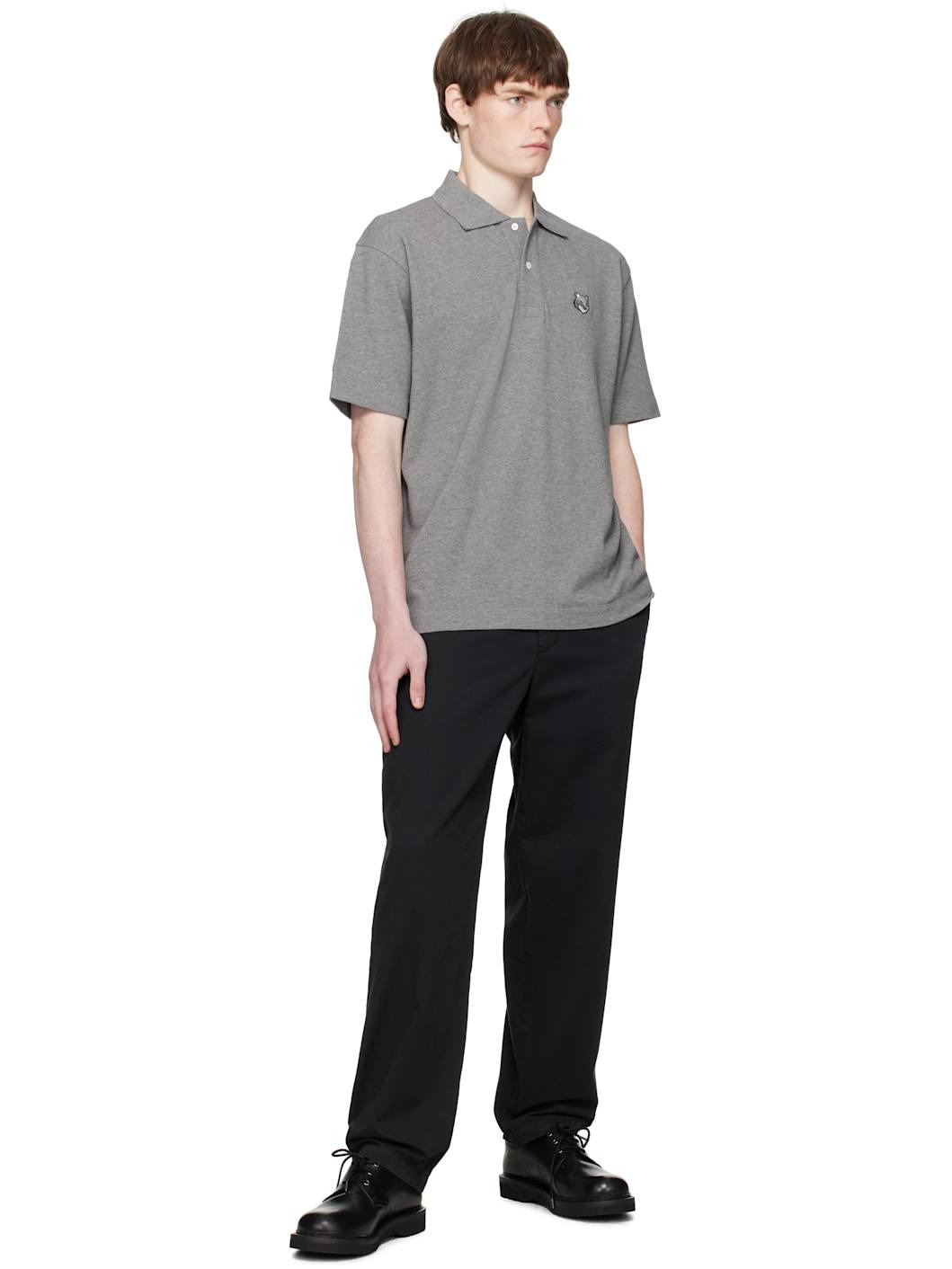 Gray Bold fox Head Patch Comfort Polo - 4