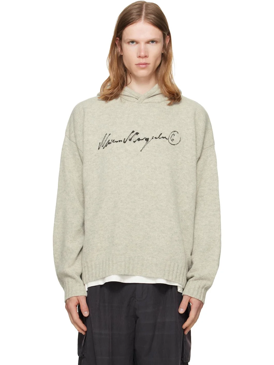 Gray Knit Hoodie - 1