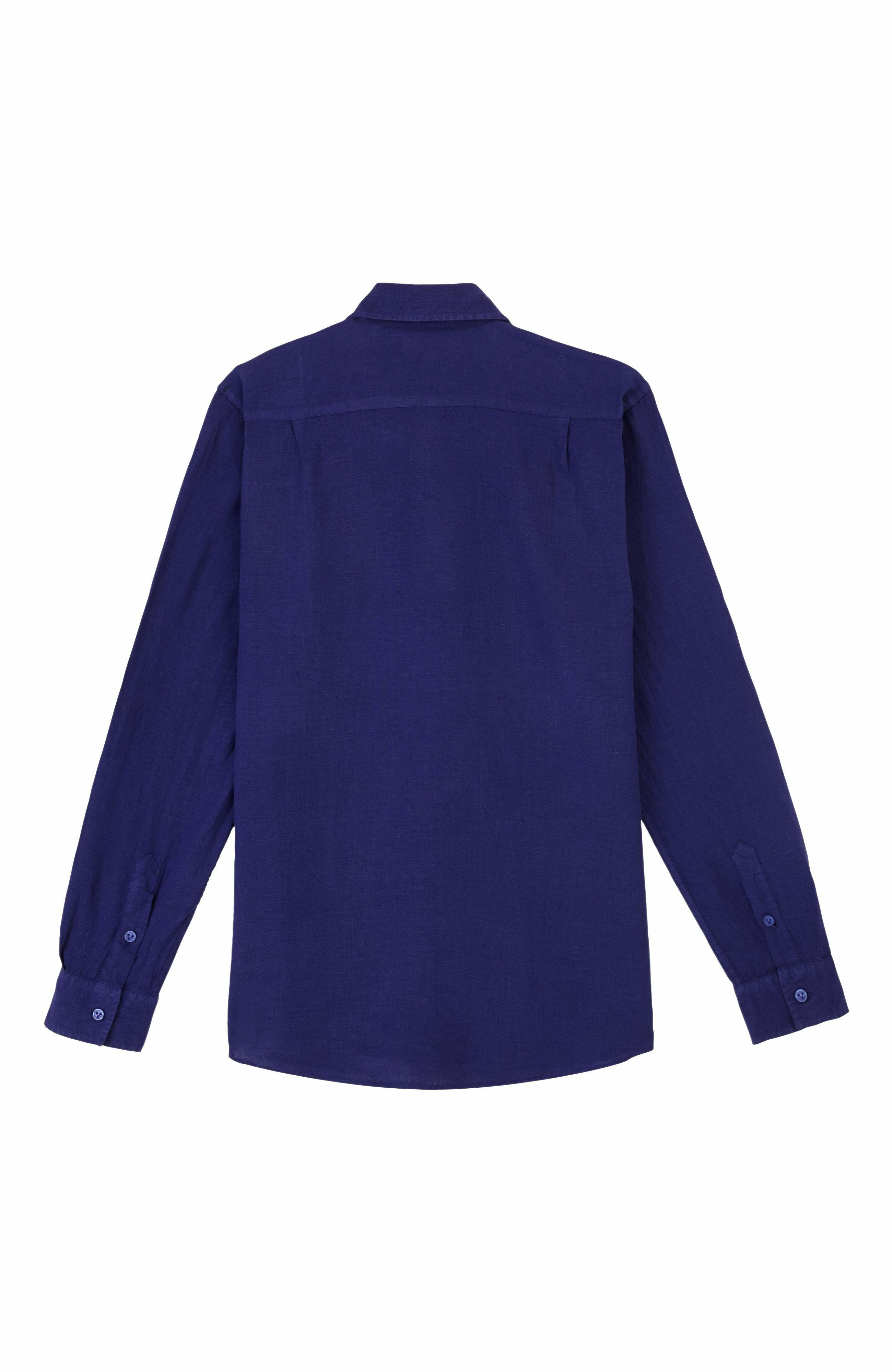 Vilebrequin Men's Solid Linen Shirt in Minuit at Nordstrom - 9
