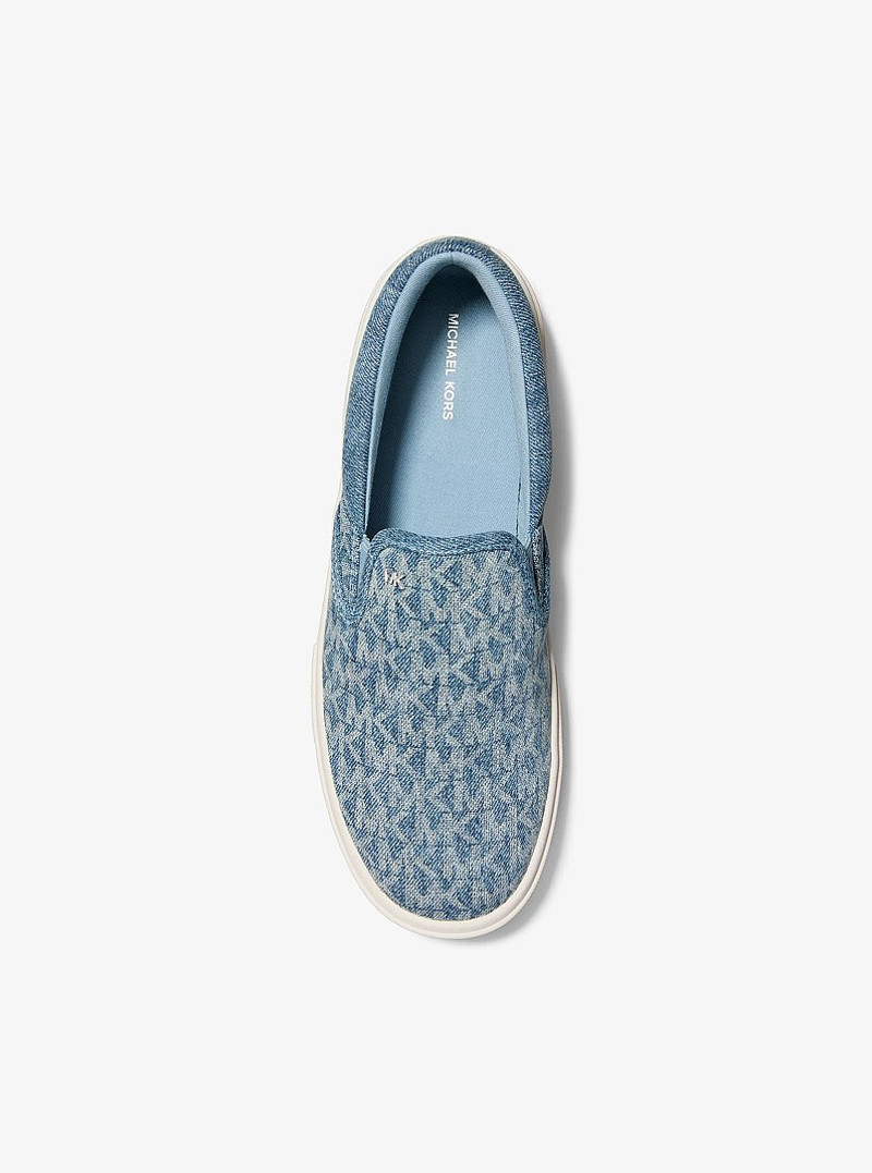 Eddie Signature Logo Print Denim Slip-On Sneaker 3