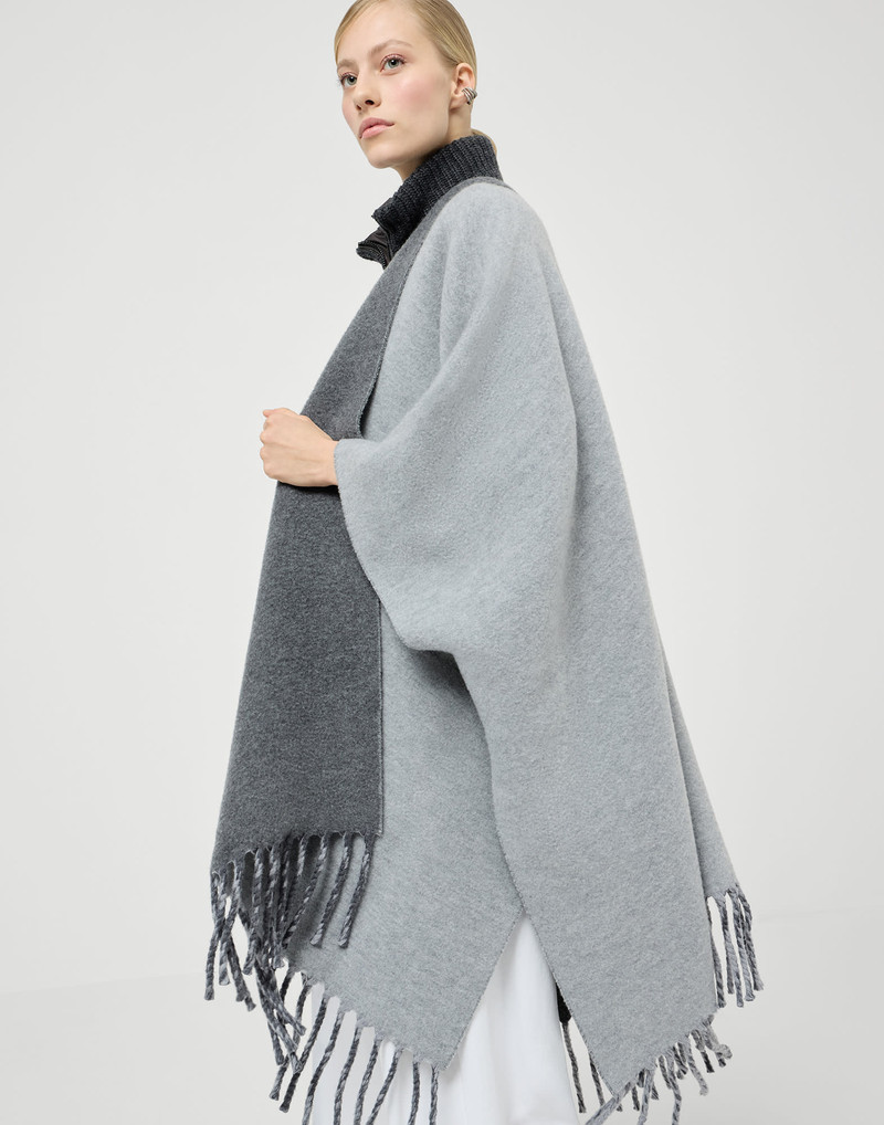 Wool and cashmere reversible double knit poncho 4