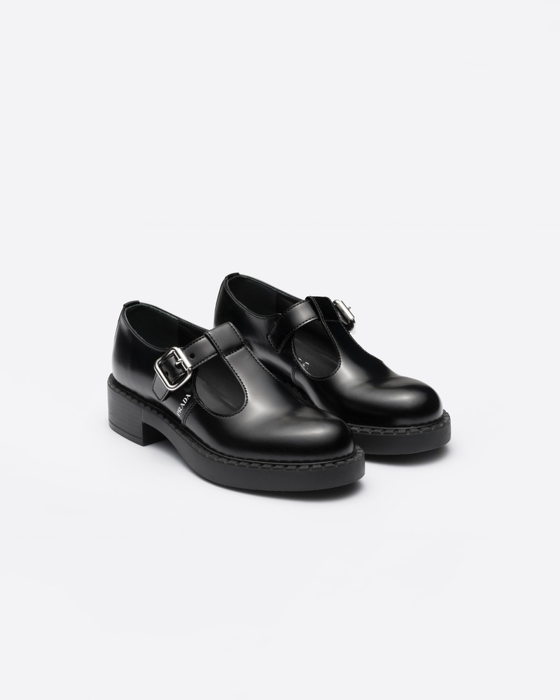 Brushed-leather Mary Jane T-strap shoes 1