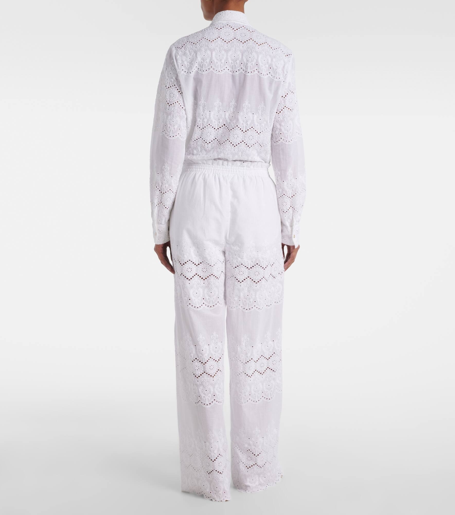 Immy broderie anglaise cotton wide-leg pants - 3