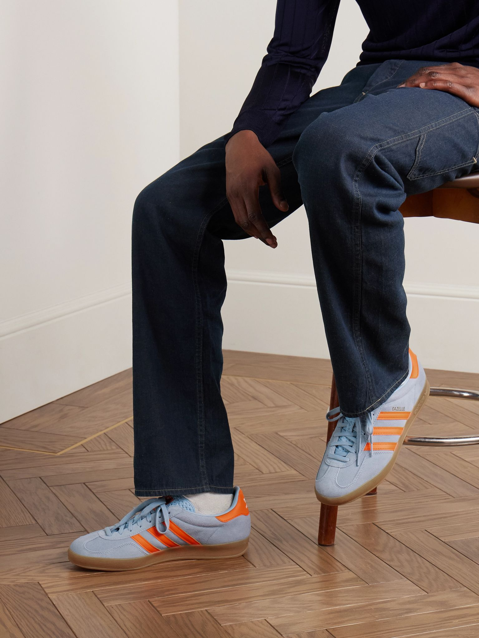 Gazelle Indoor Leather-Trimmed Suede Sneakers Sky blue - 2