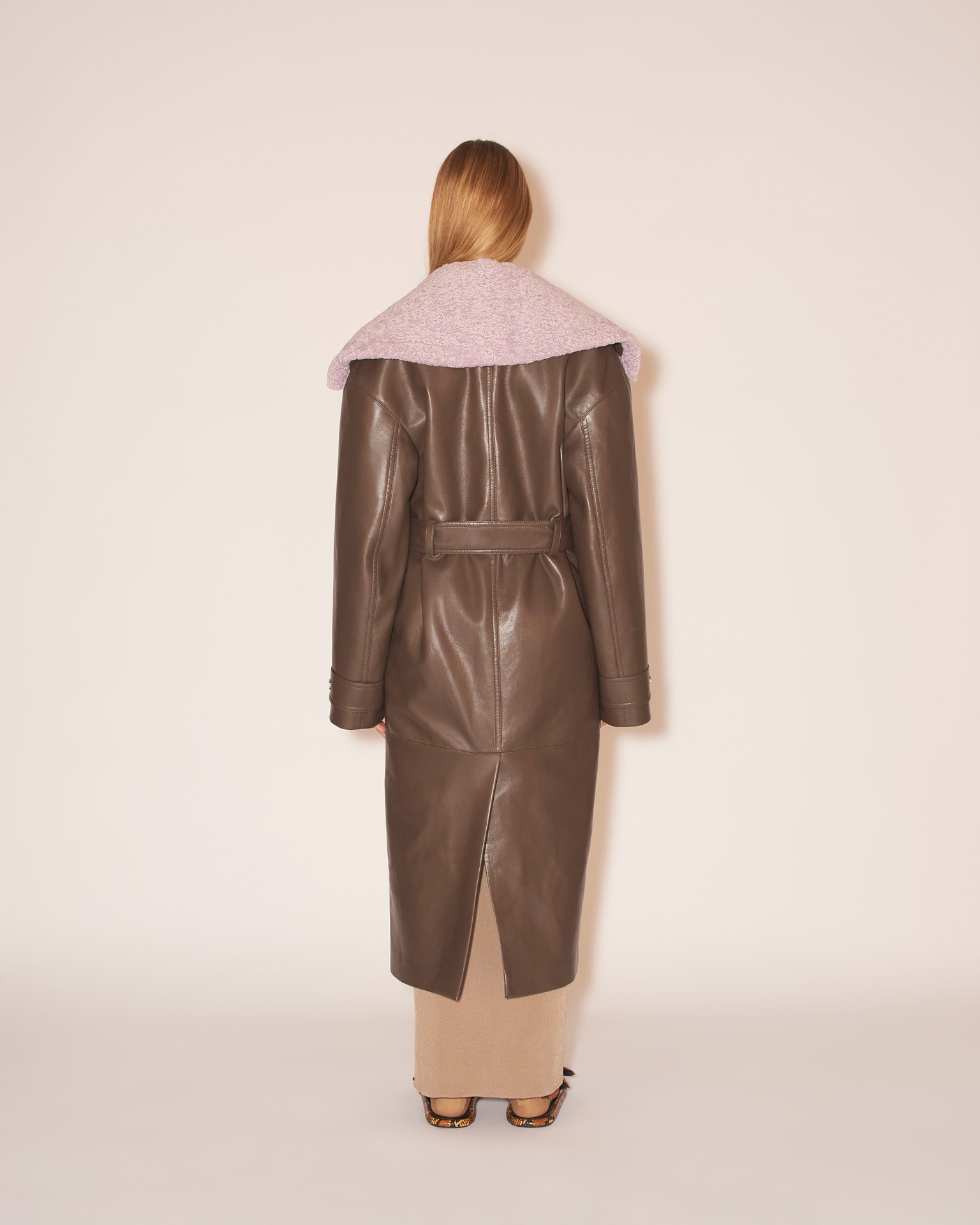 TRAVIS - Belted coat - Shiitake/lilac - 5