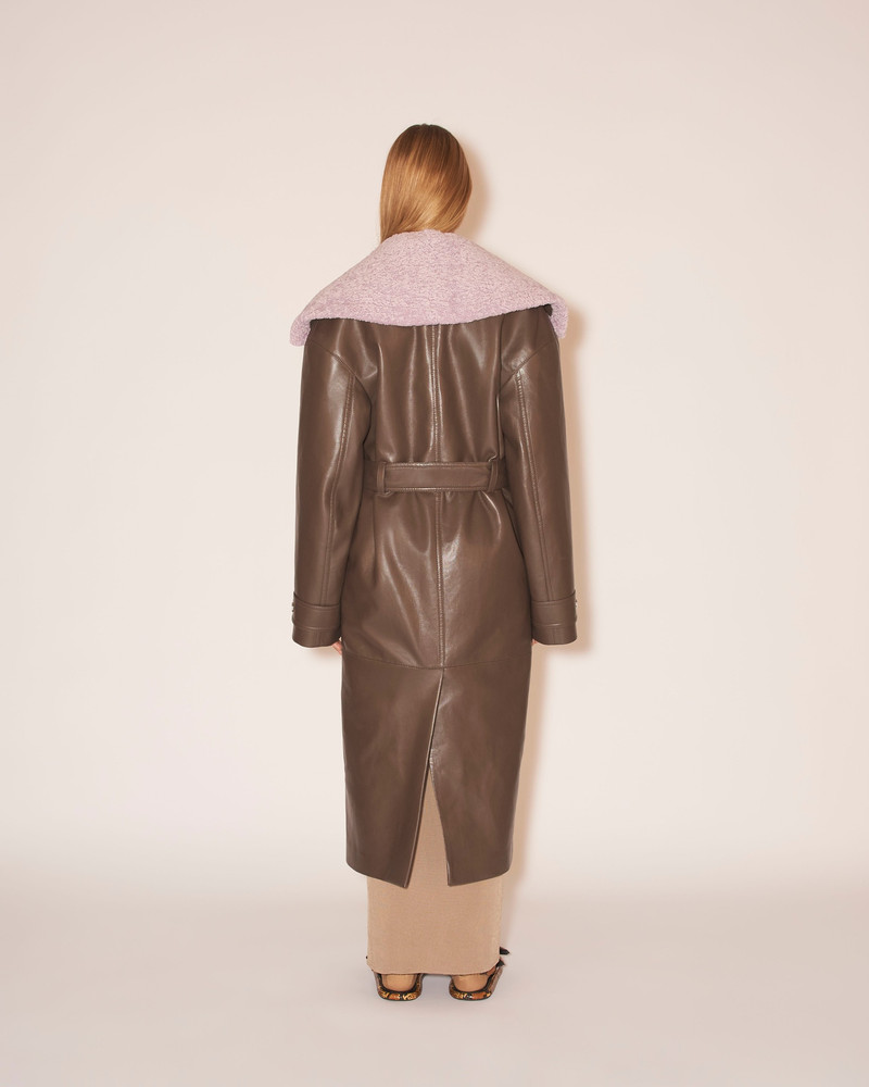 TRAVIS - Belted coat - Shiitake/lilac 5