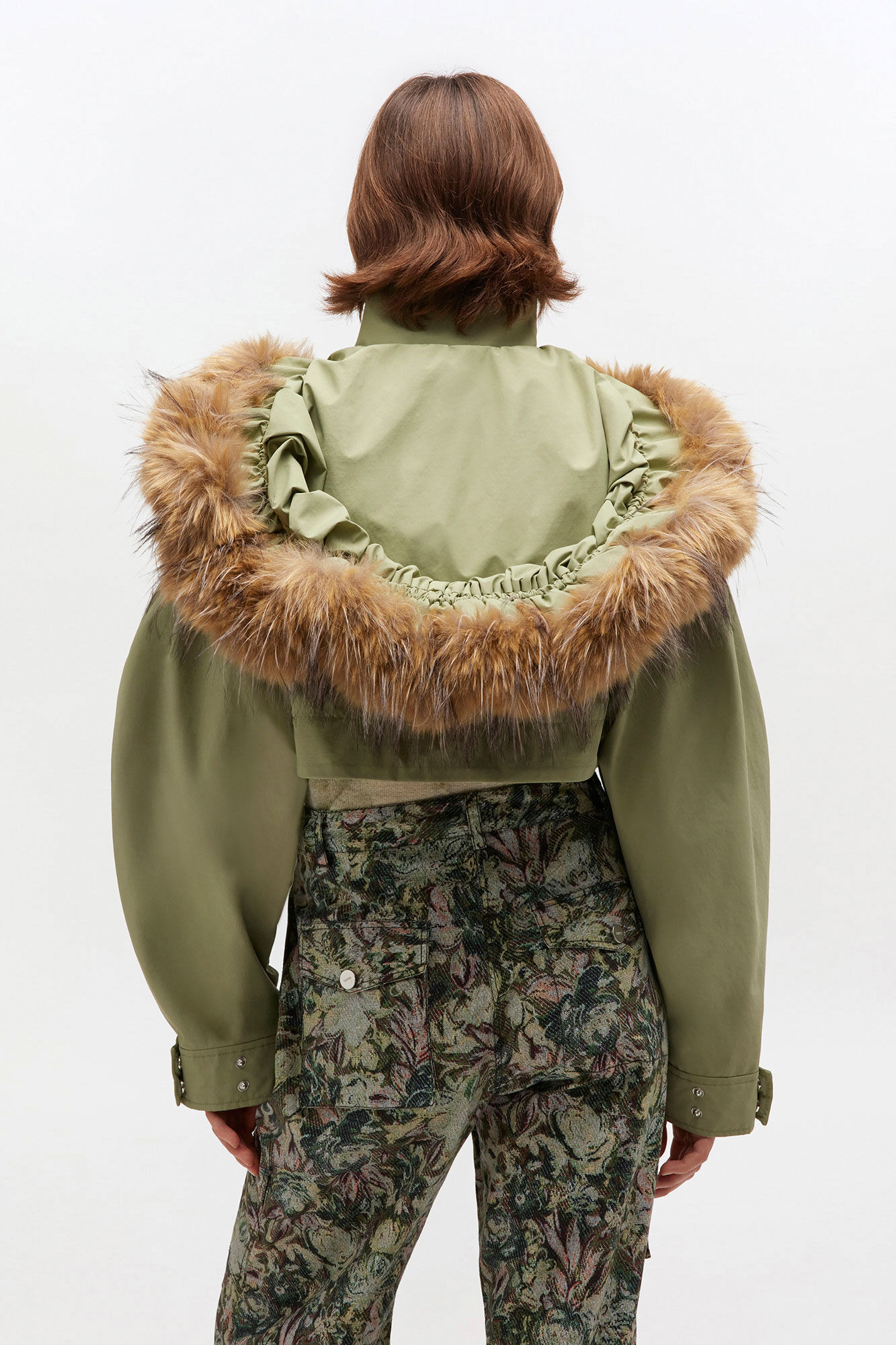 GREEN TRI-LAYER CROPPED JACKET - 4