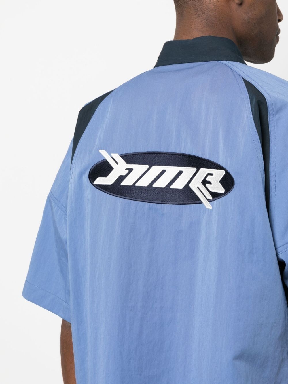 logo-embroidered bowling shirt - 5