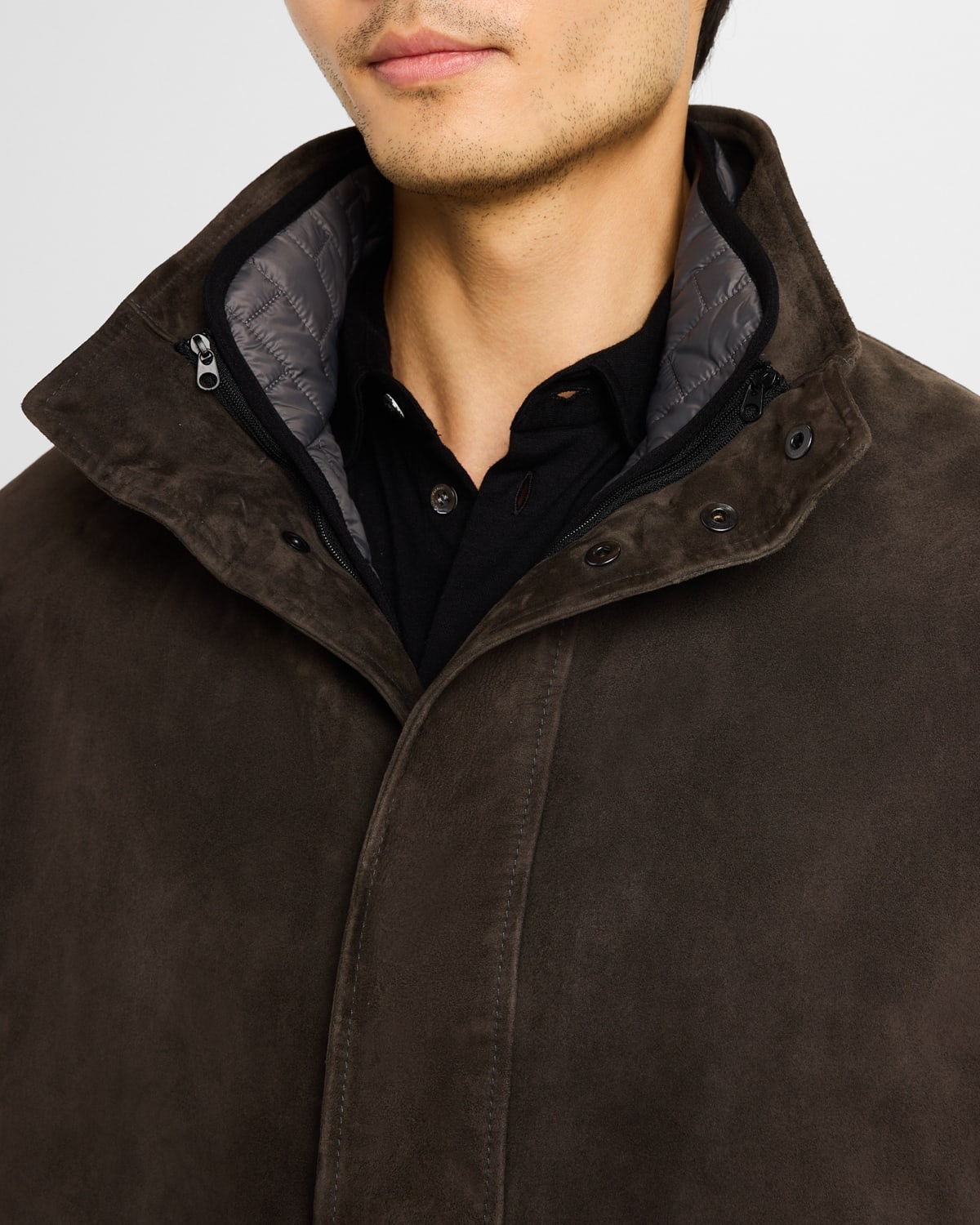 Men's Reversible Suede and Quilted Nylon Jacket - 5