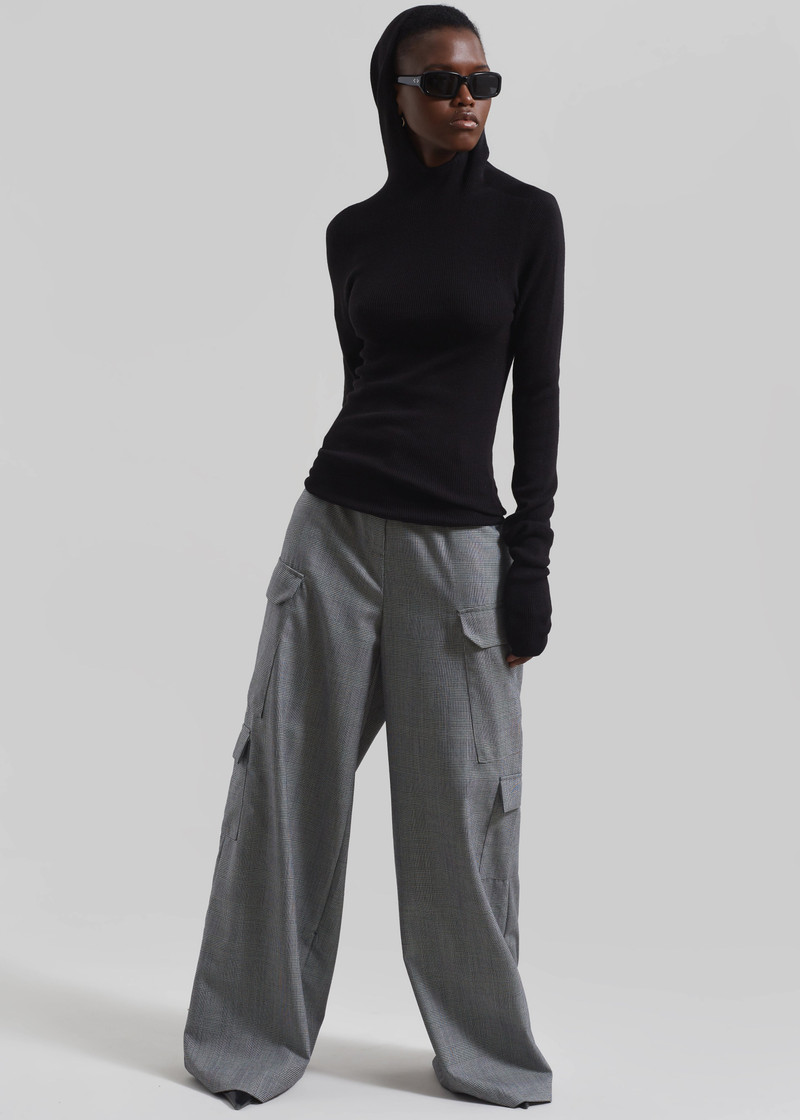 Danae Hooded Knit Top - Black 8