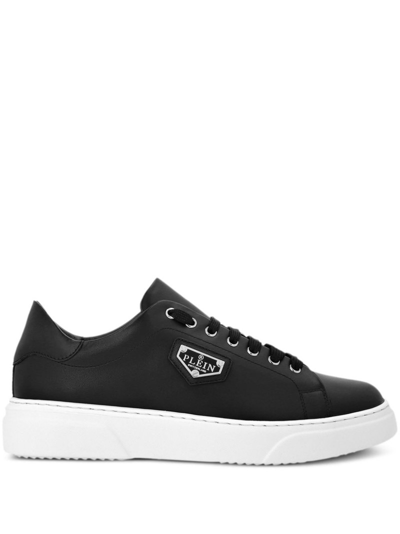 logo-plaque leather sneakers 1