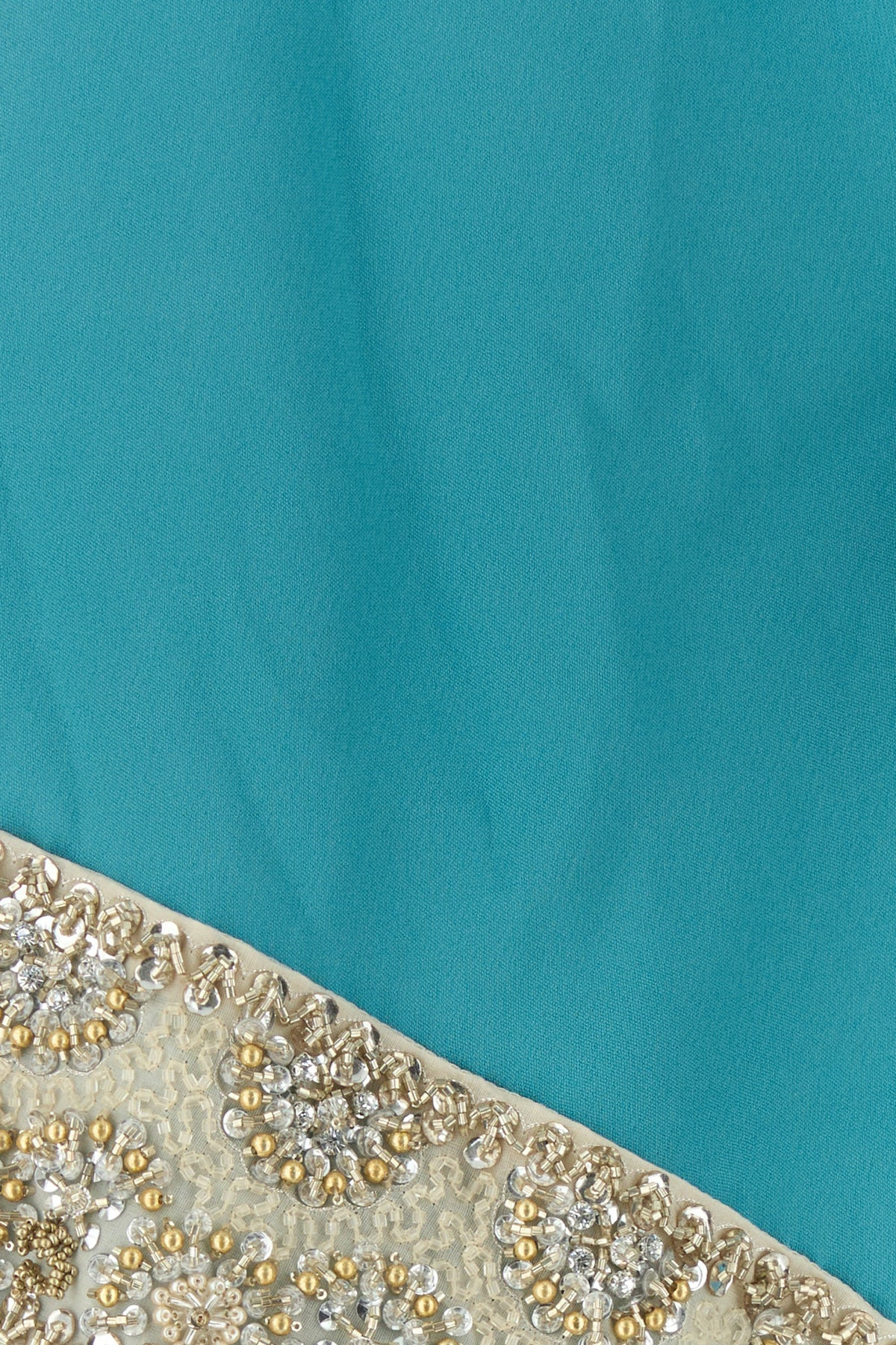 Turquoise crepe long dress - 3