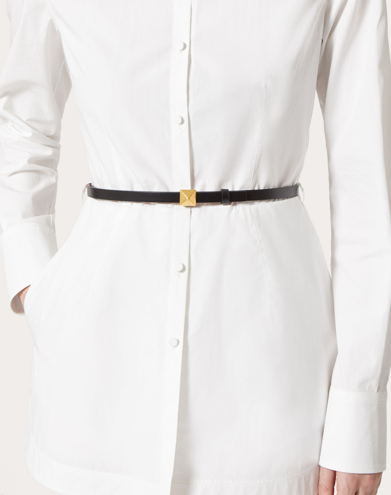 REVERSIBLE ONE STUD BELT IN GLOSSY CALFSKIN 12 MM 5