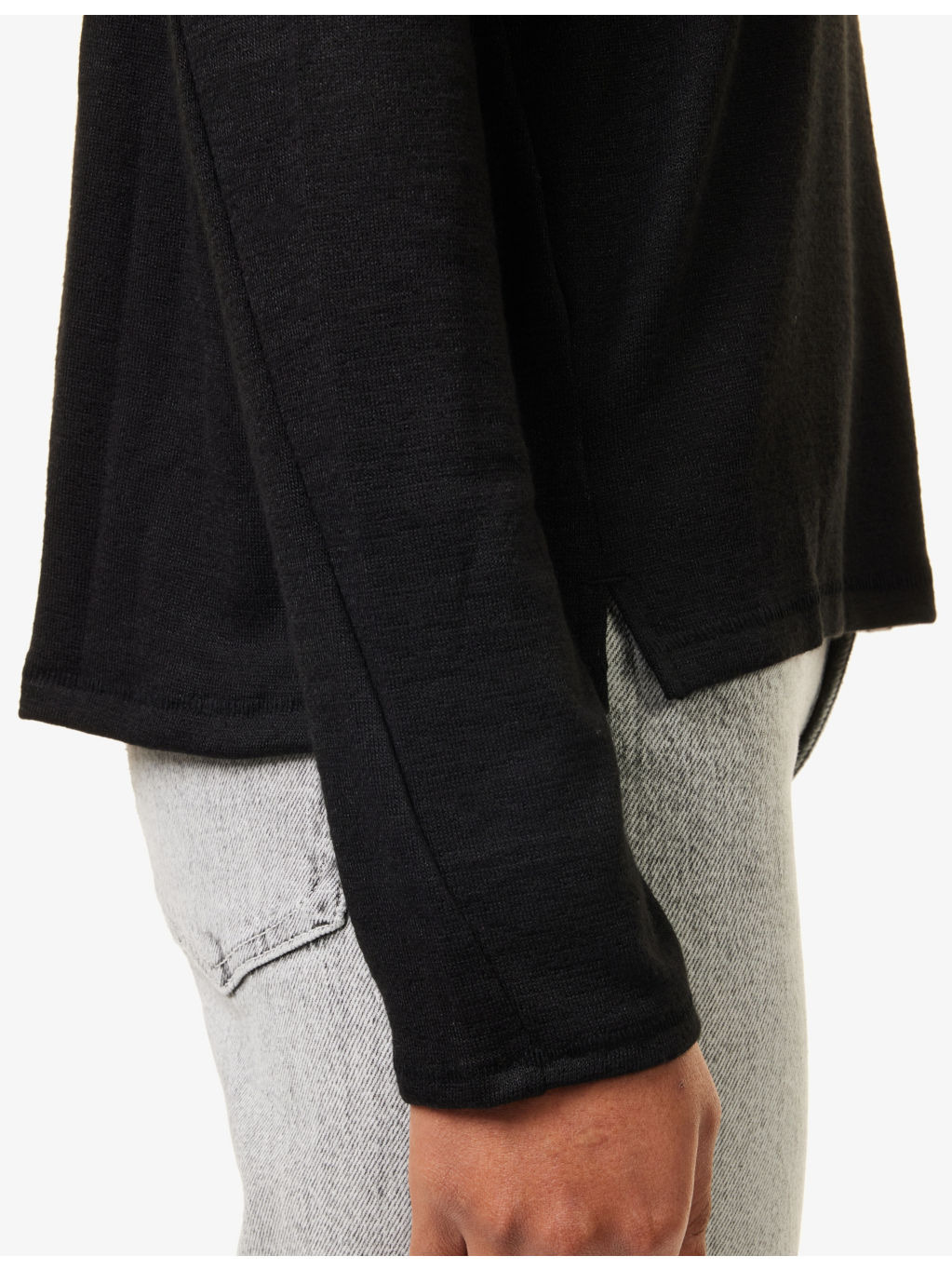 Split-hem long-sleeved woven top - 5