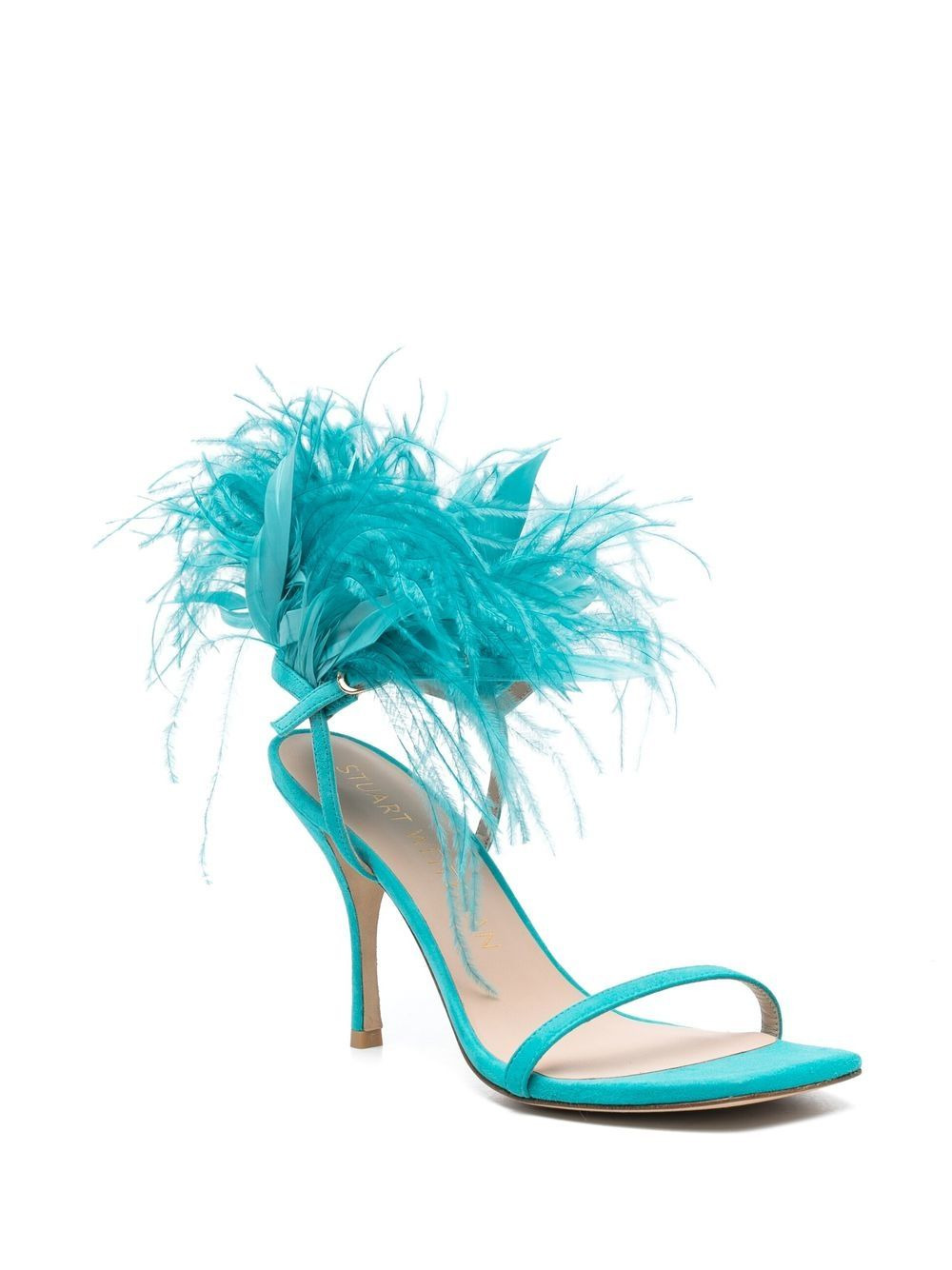 feather-detail open-toe 115mm sandals - 2