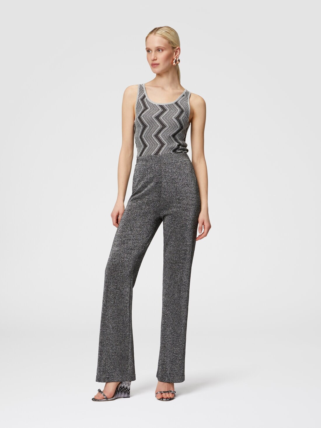 Flare trousers in glitter-effect viscose - 2