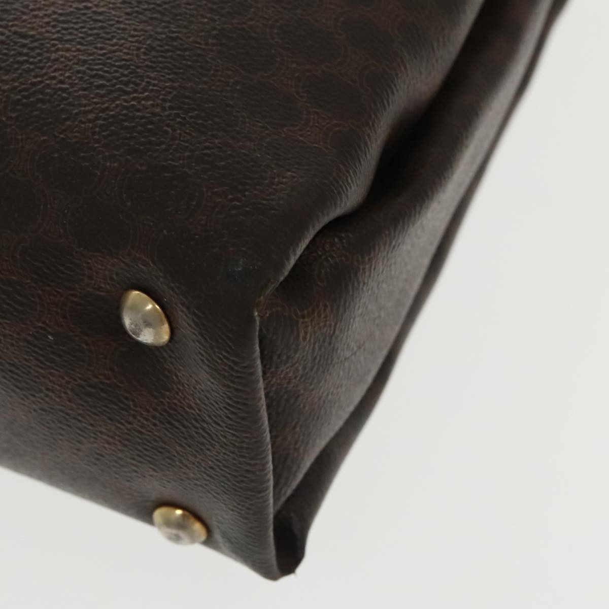 CELINE Macadam Canvas Hand Bag Pvc Leather Brown Gold - 14
