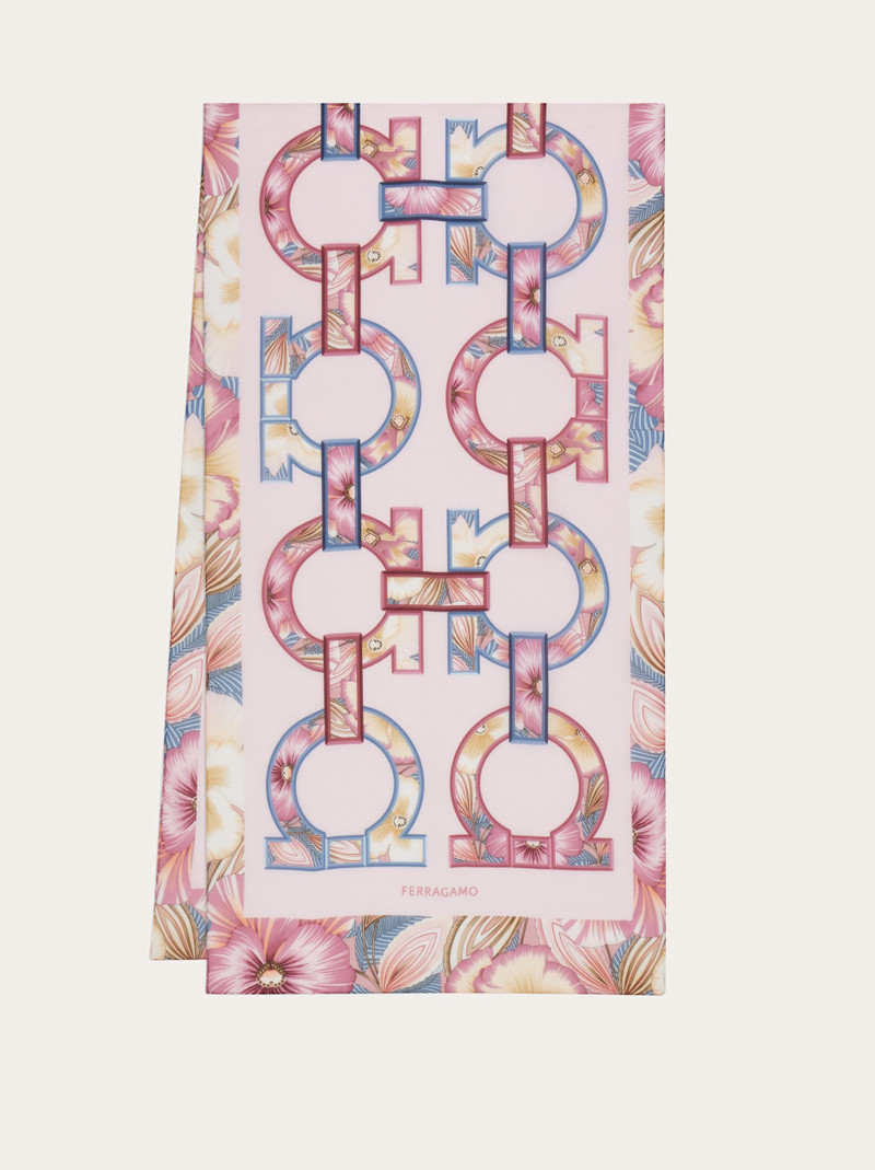 Gancini print silk scarf 1