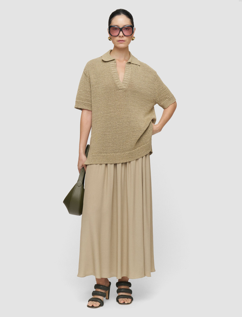 JOSEPH Rian Open Cotton Knit Polo Top outlook