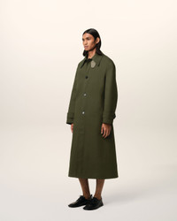 AMI Paris GREEN COTTON BELTED MAC | REVERSIBLE