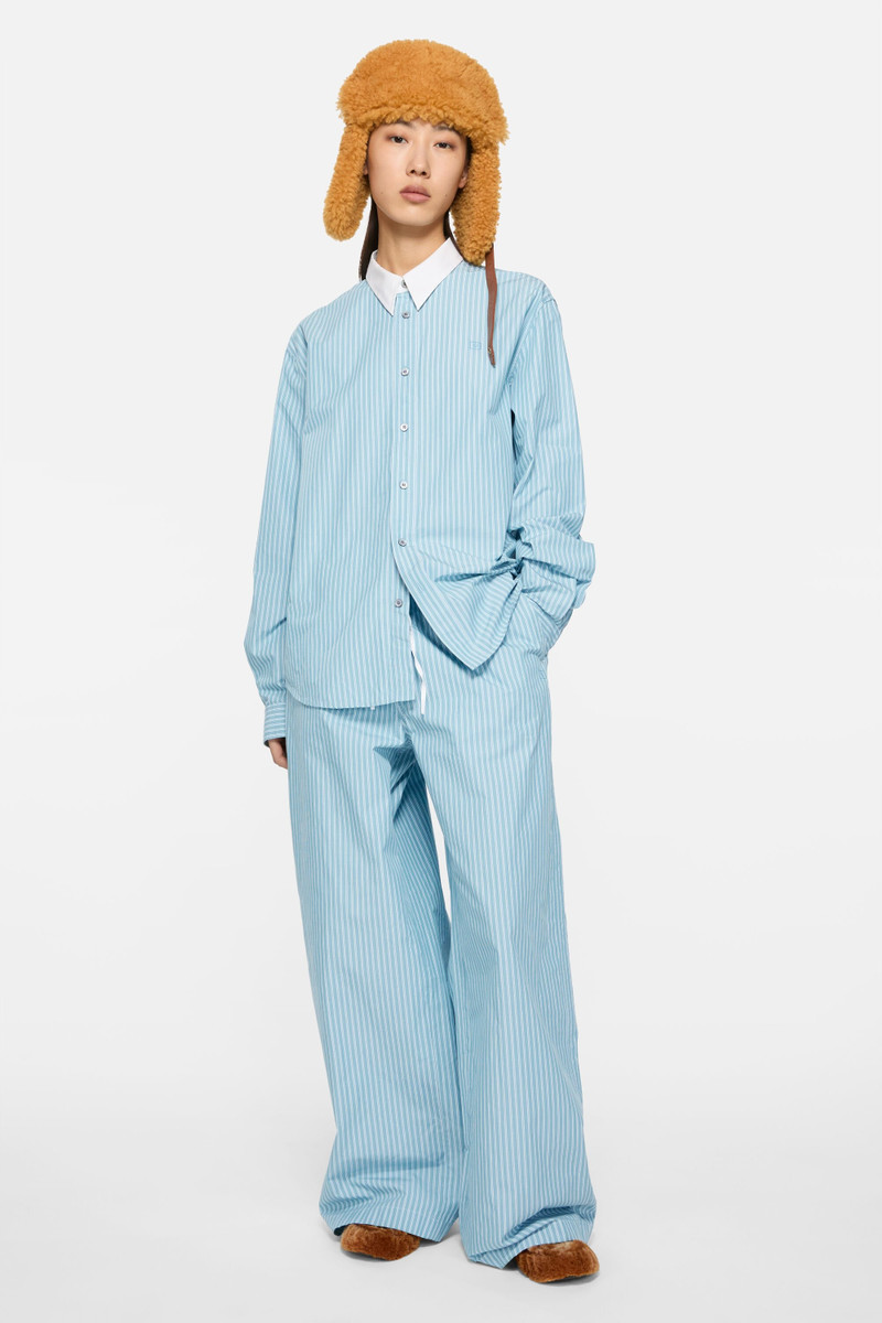 Acne Studios Striped cotton trousers - Turquoise blue outlook