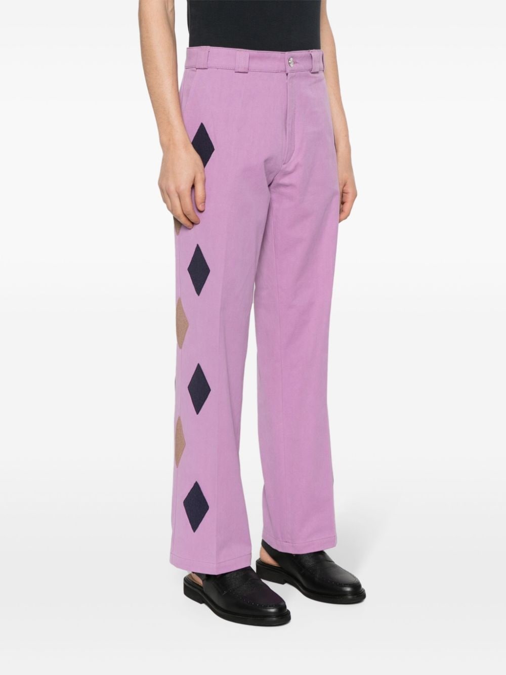 bead-embellished straight trousers - 3
