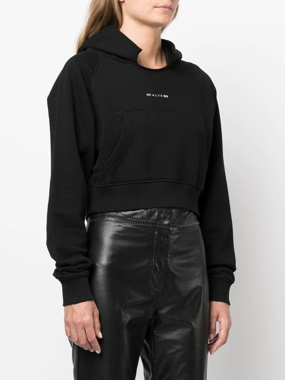 cropped logo-print detail hoodie - 3