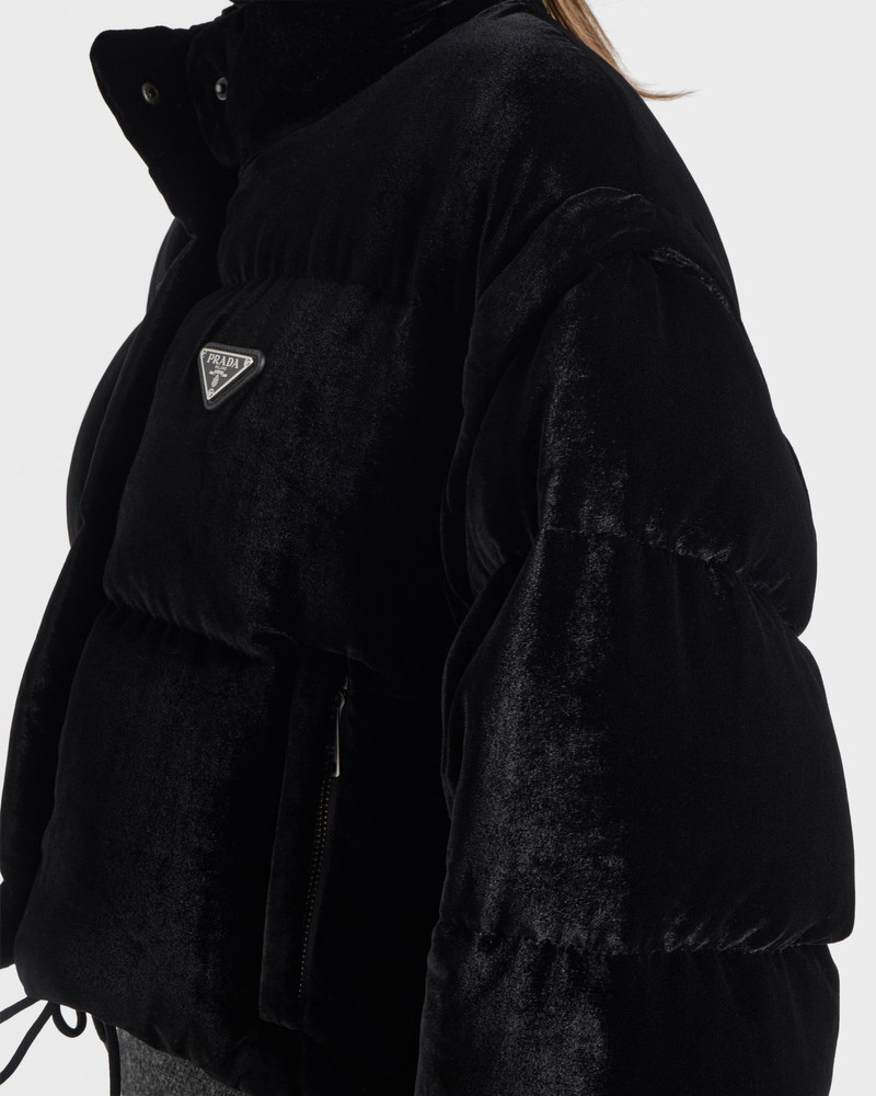 Convertible cropped velvet down jacket 4