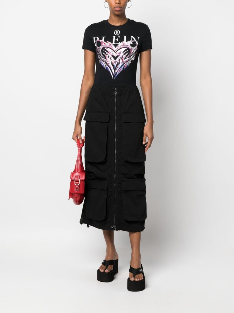 PHILIPP PLEIN crystal-embellished logo-print T-shirt outlook