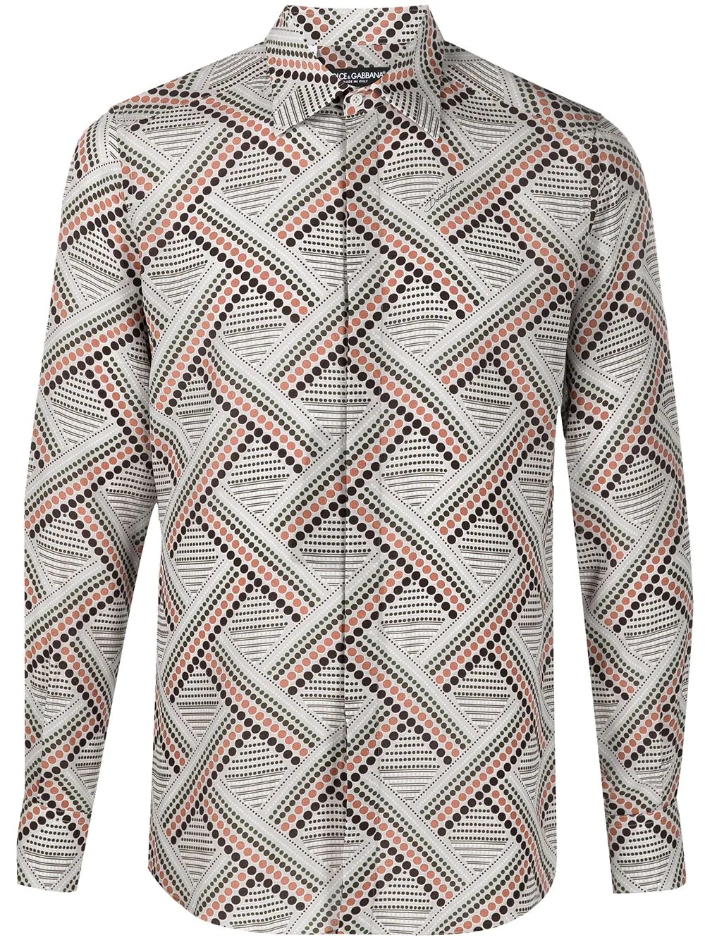 dotted cross-hatch print silk shirt - 1