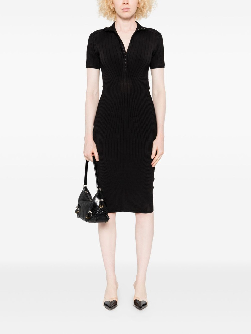 MUGLER hook-and-eye rib-knit midi dress outlook
