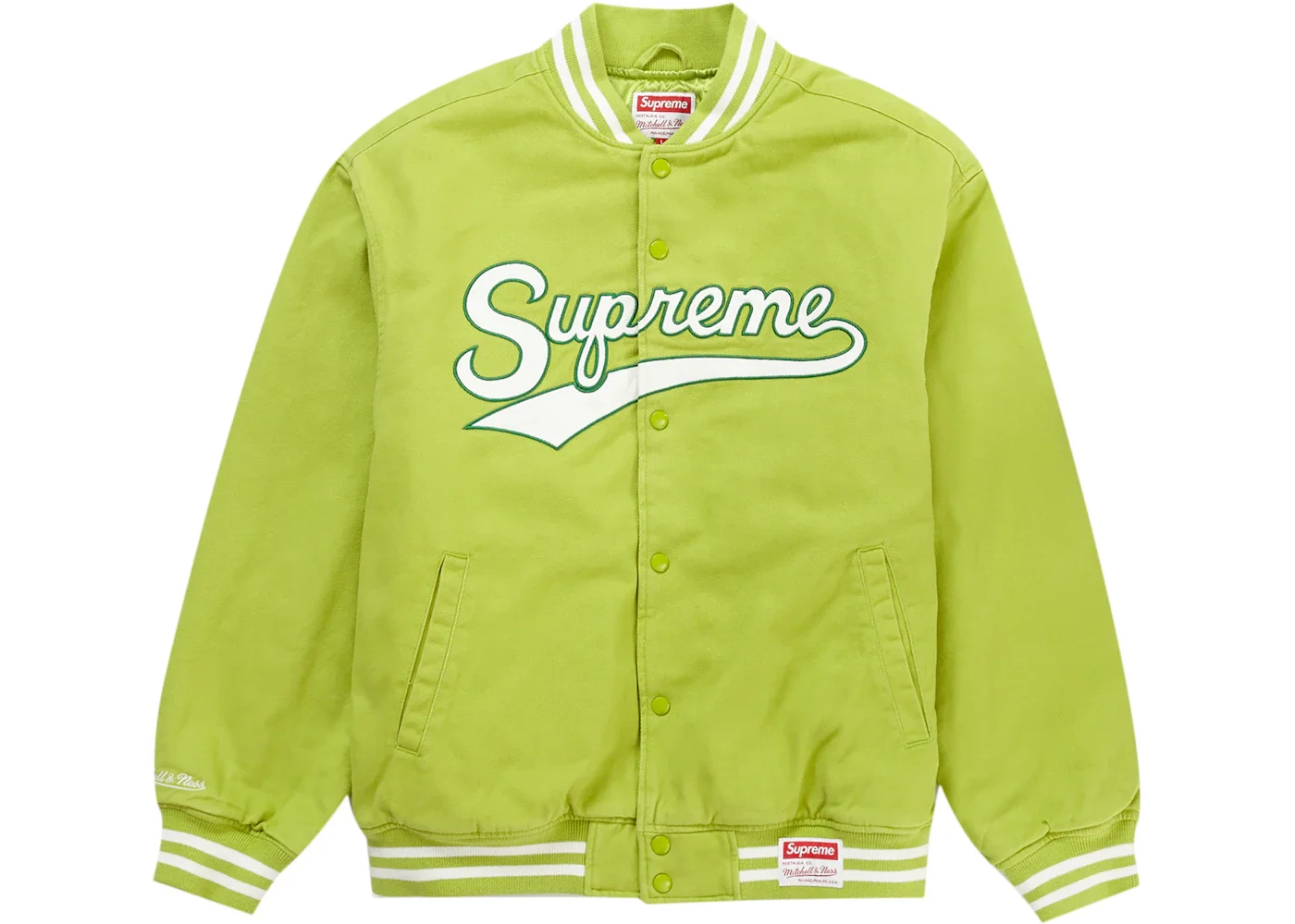Supreme Mitchell & Ness Doughboy Twill Varsity Jacket Green - 1